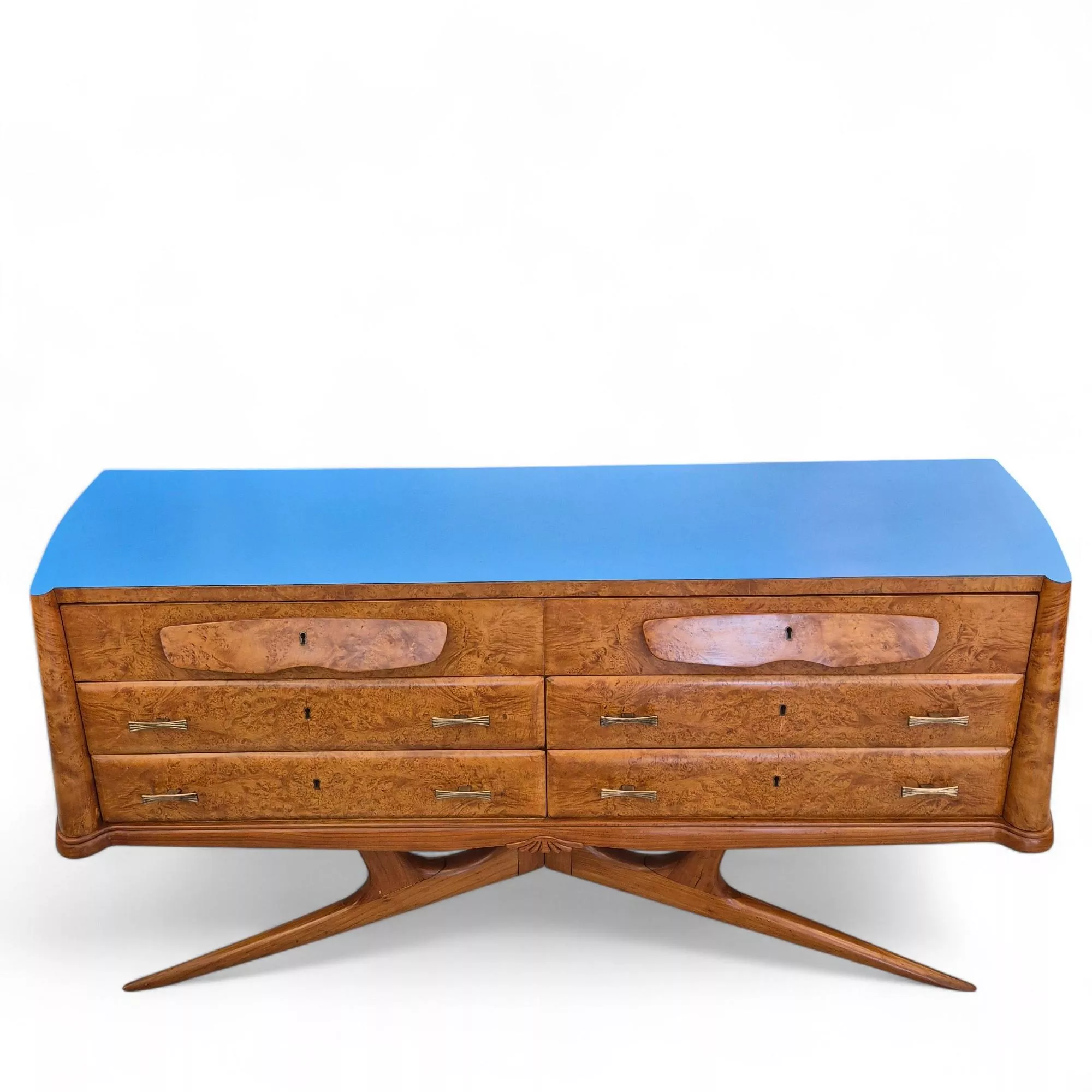 Unique Italian modern midcentury elm burl Sideboard after Vittorio Dassi