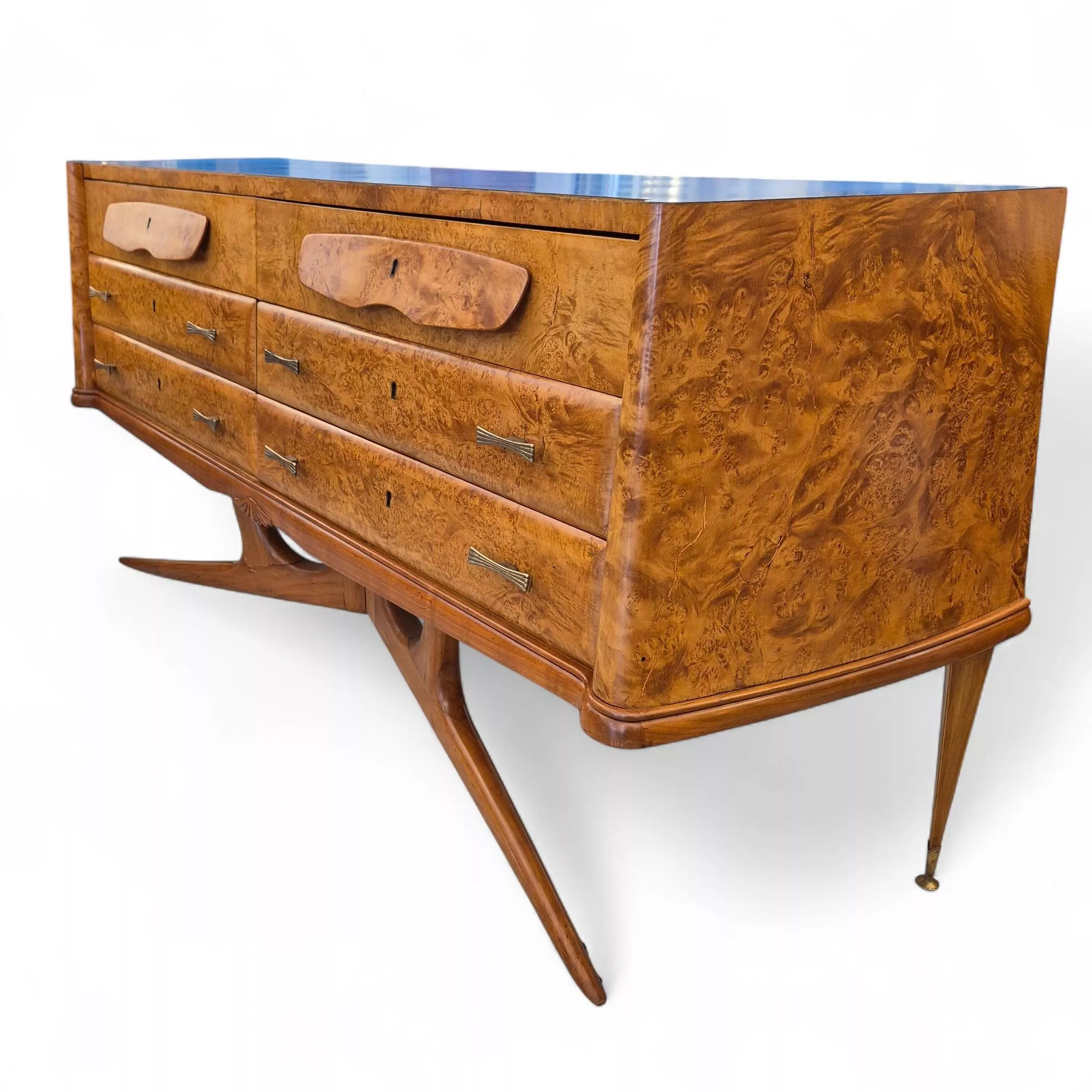 Unique Italian modern midcentury elm burl Sideboard after Vittorio Dassi