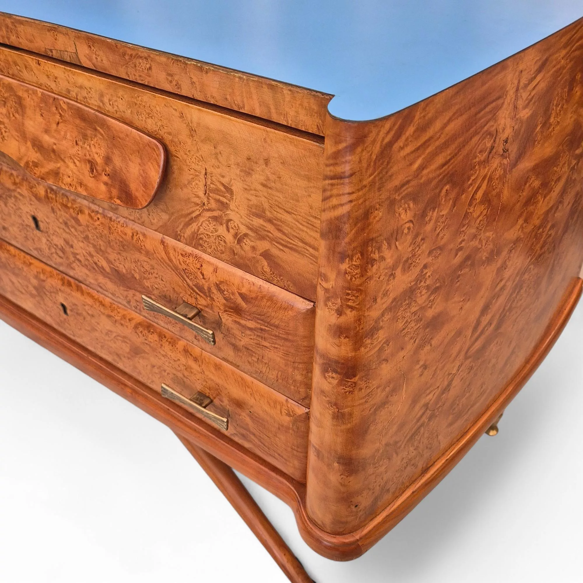 Unique Italian modern midcentury elm burl Sideboard after Vittorio Dassi