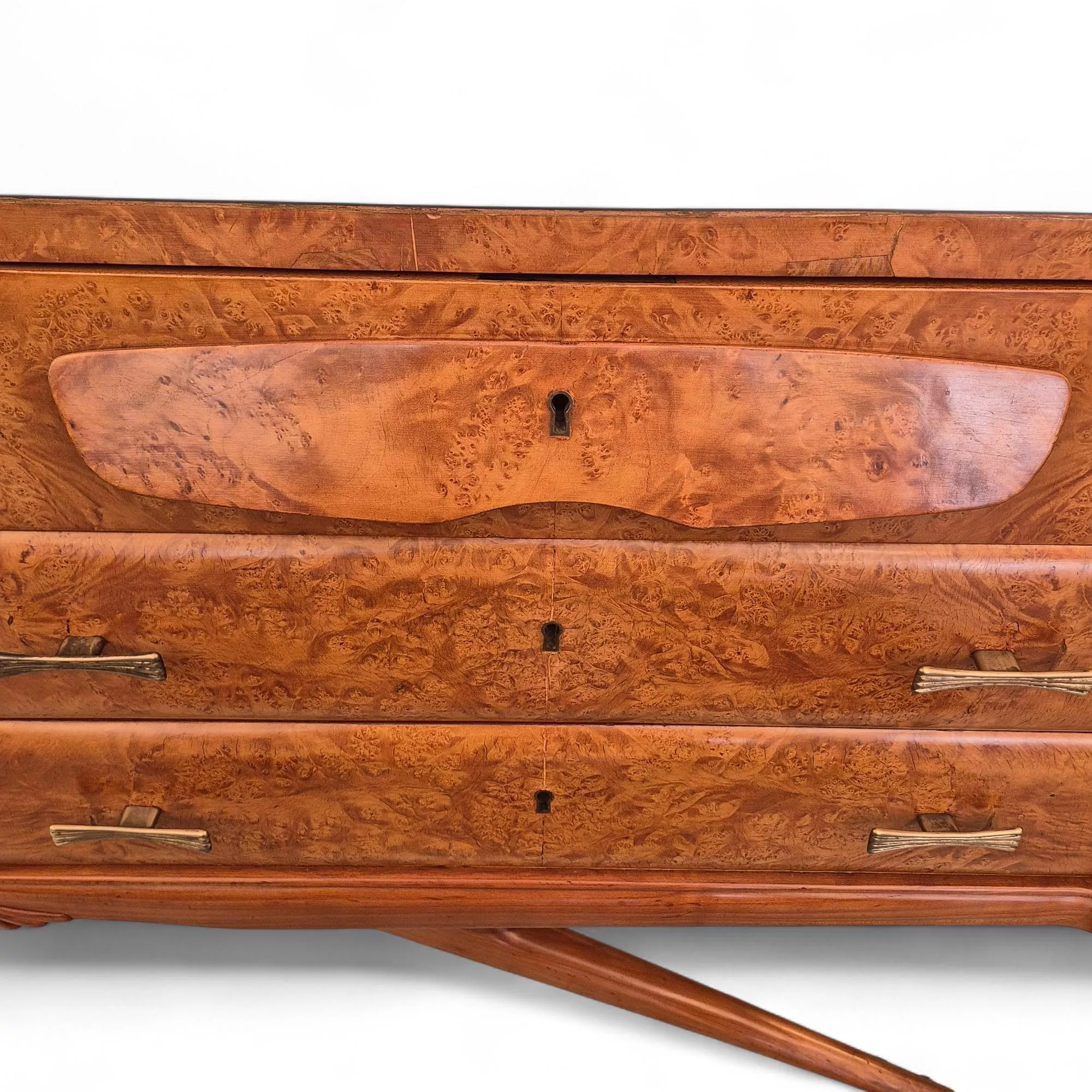 Unique Italian modern midcentury elm burl Sideboard after Vittorio Dassi
