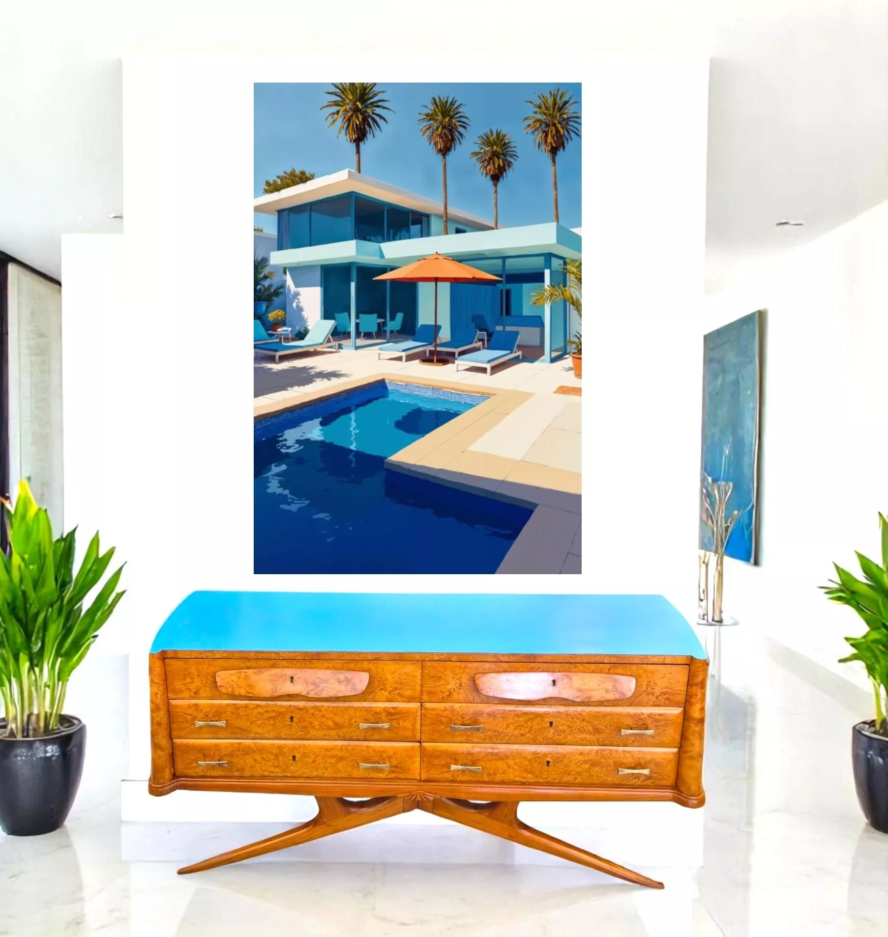 Unique Italian modern midcentury elm burl Sideboard after Vittorio Dassi