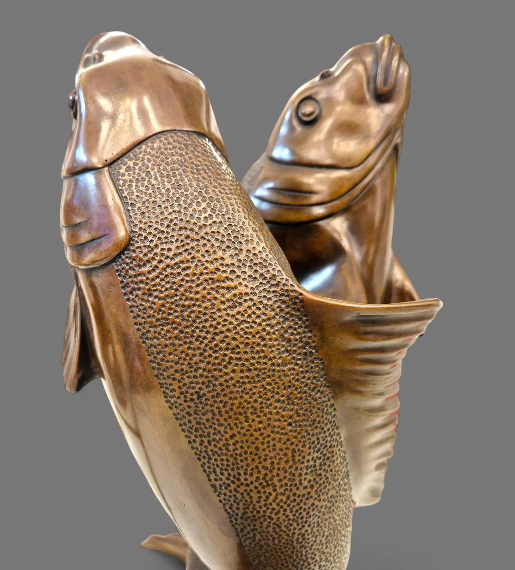 Edouard Marcel Sandoz, entwined carps, bronze, Susse Frères foundrymen, 1920