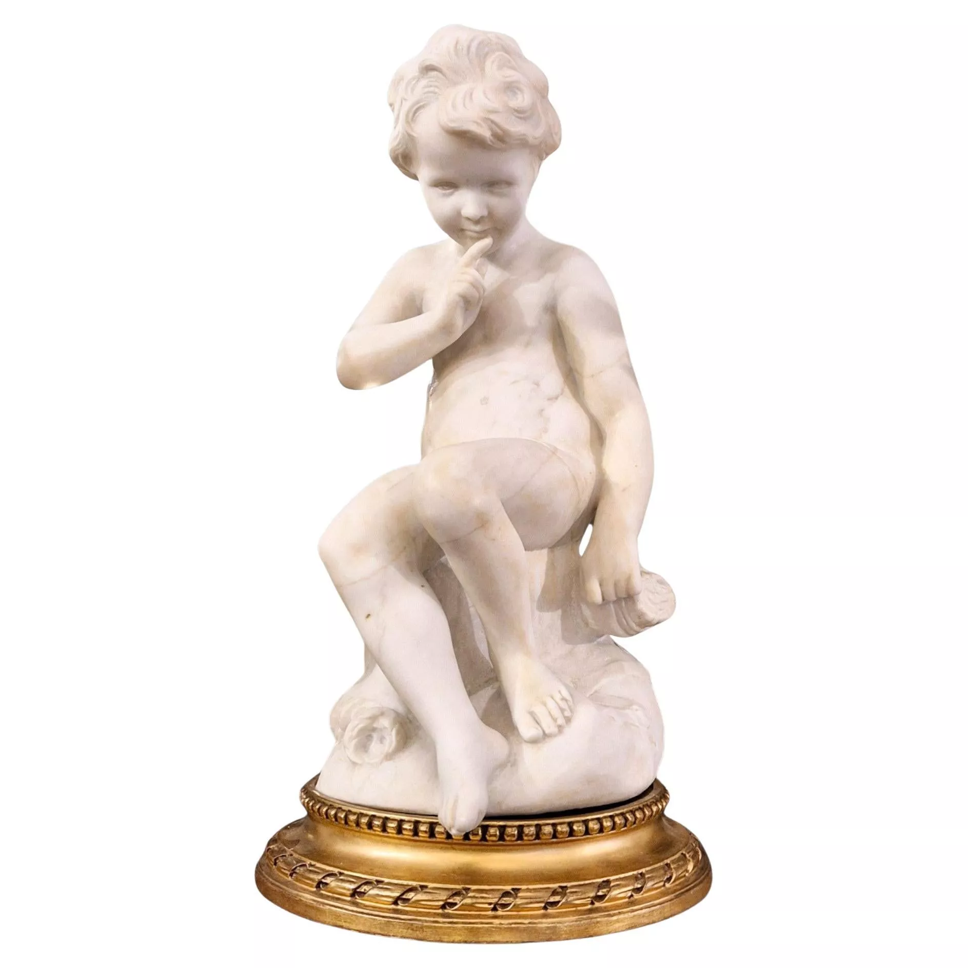 Carrara marble statue of Cupid, 19th century, after Étienne Maurice Falconet