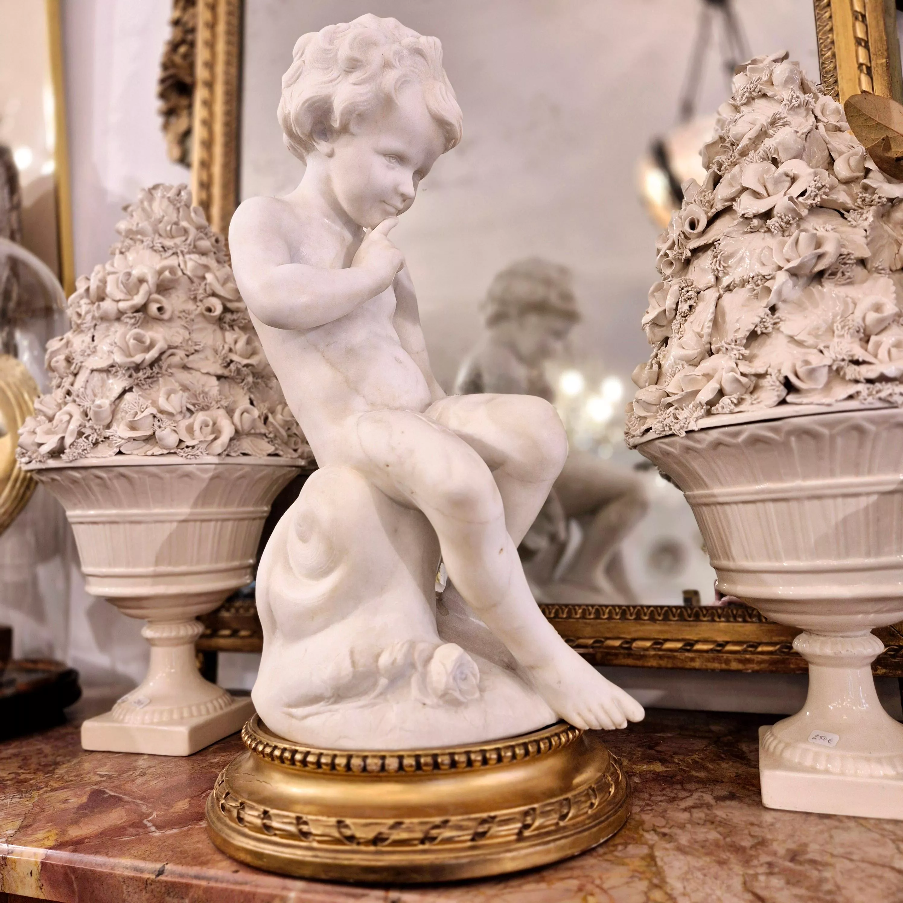 Carrara marble statue of Cupid, 19th century, after Étienne Maurice Falconet