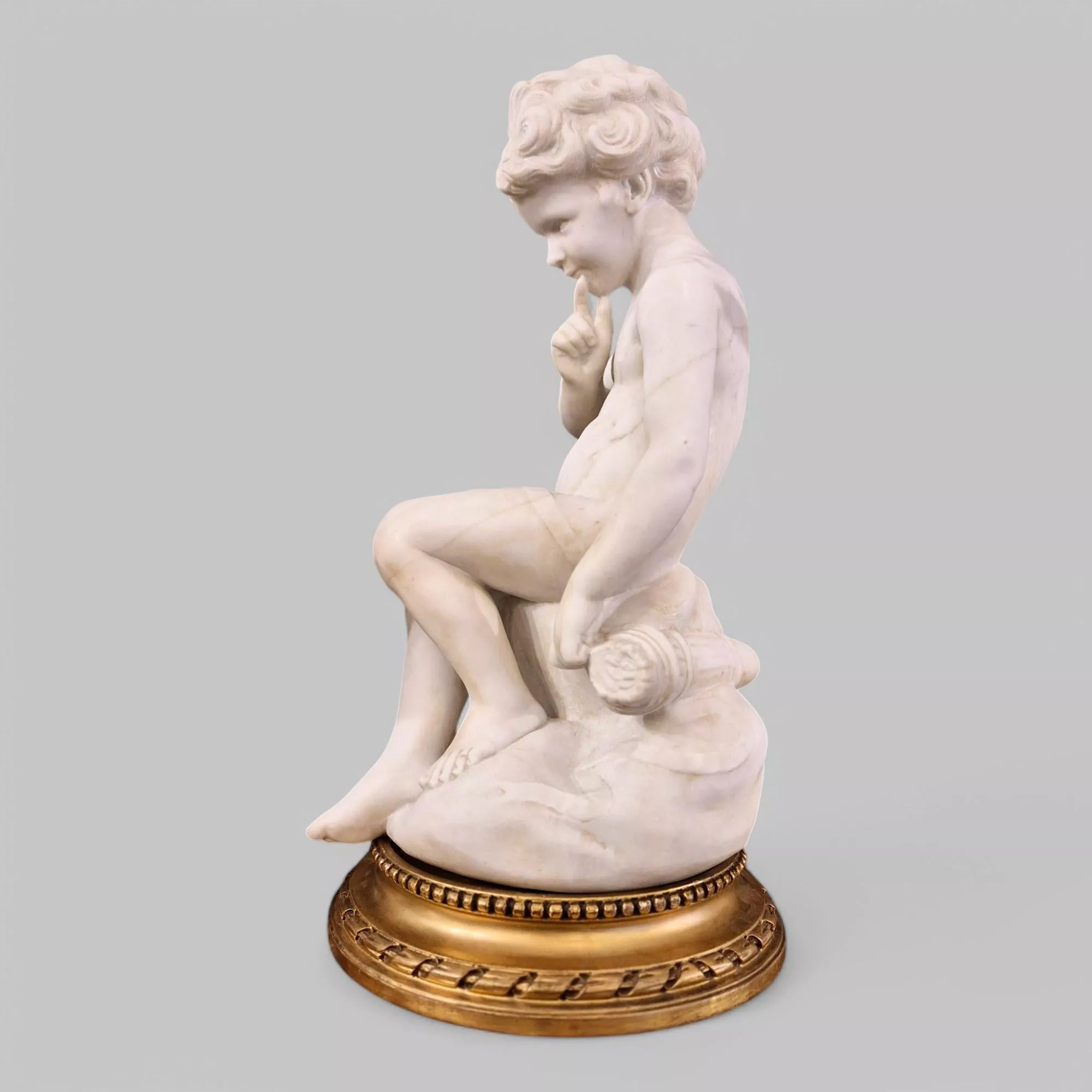 Carrara marble statue of Cupid, 19th century, after Étienne Maurice Falconet