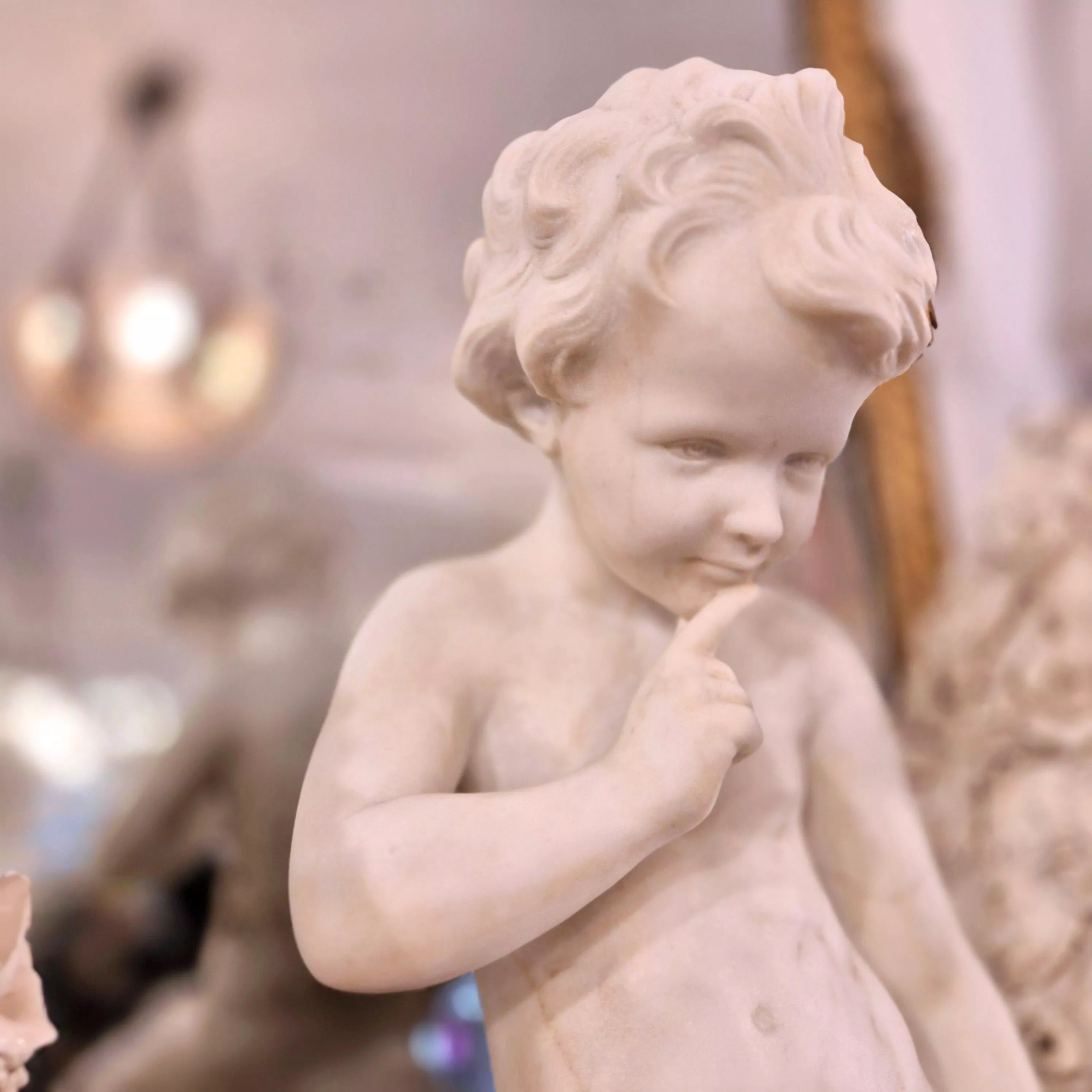 Carrara marble statue of Cupid, 19th century, after Étienne Maurice Falconet