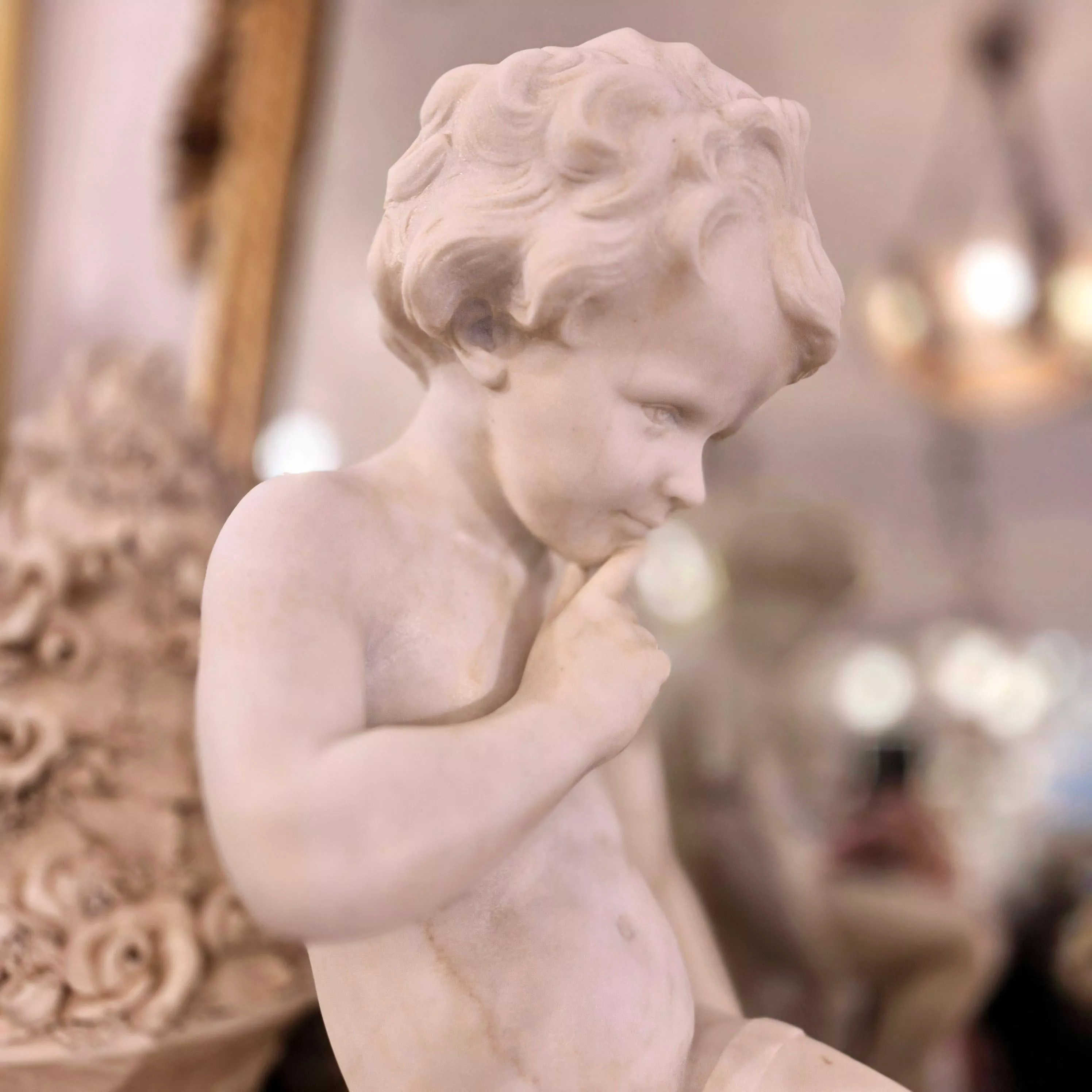 Carrara marble statue of Cupid, 19th century, after Étienne Maurice Falconet