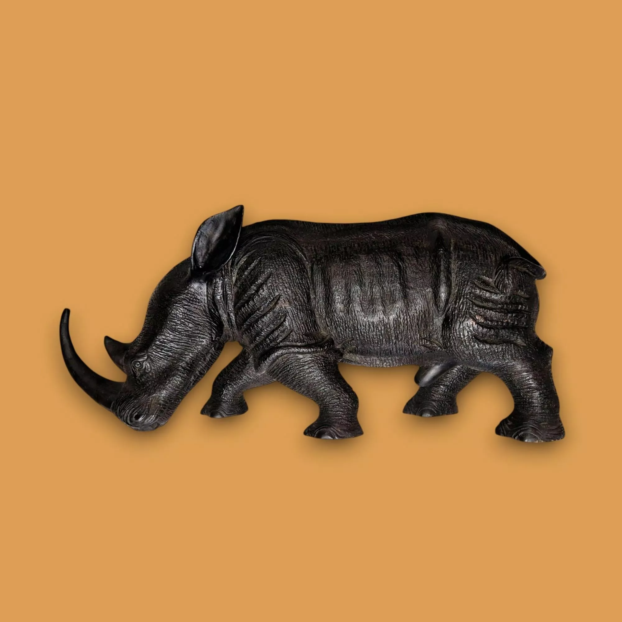 Carved wood rhinoceros, Circa 1950