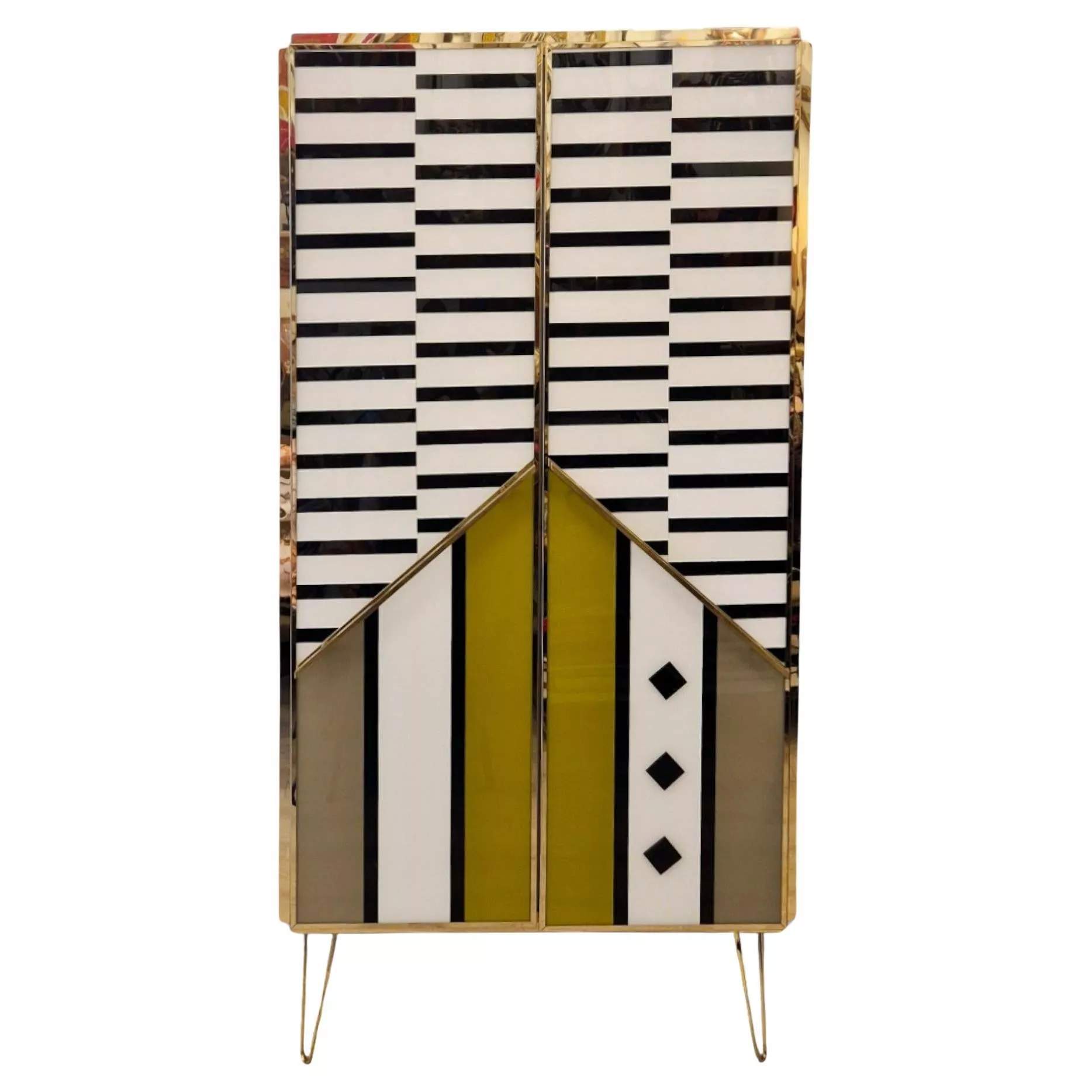 Late Art Deco cabinet in polychrome glass marquetry, Murano, Circa 1950
