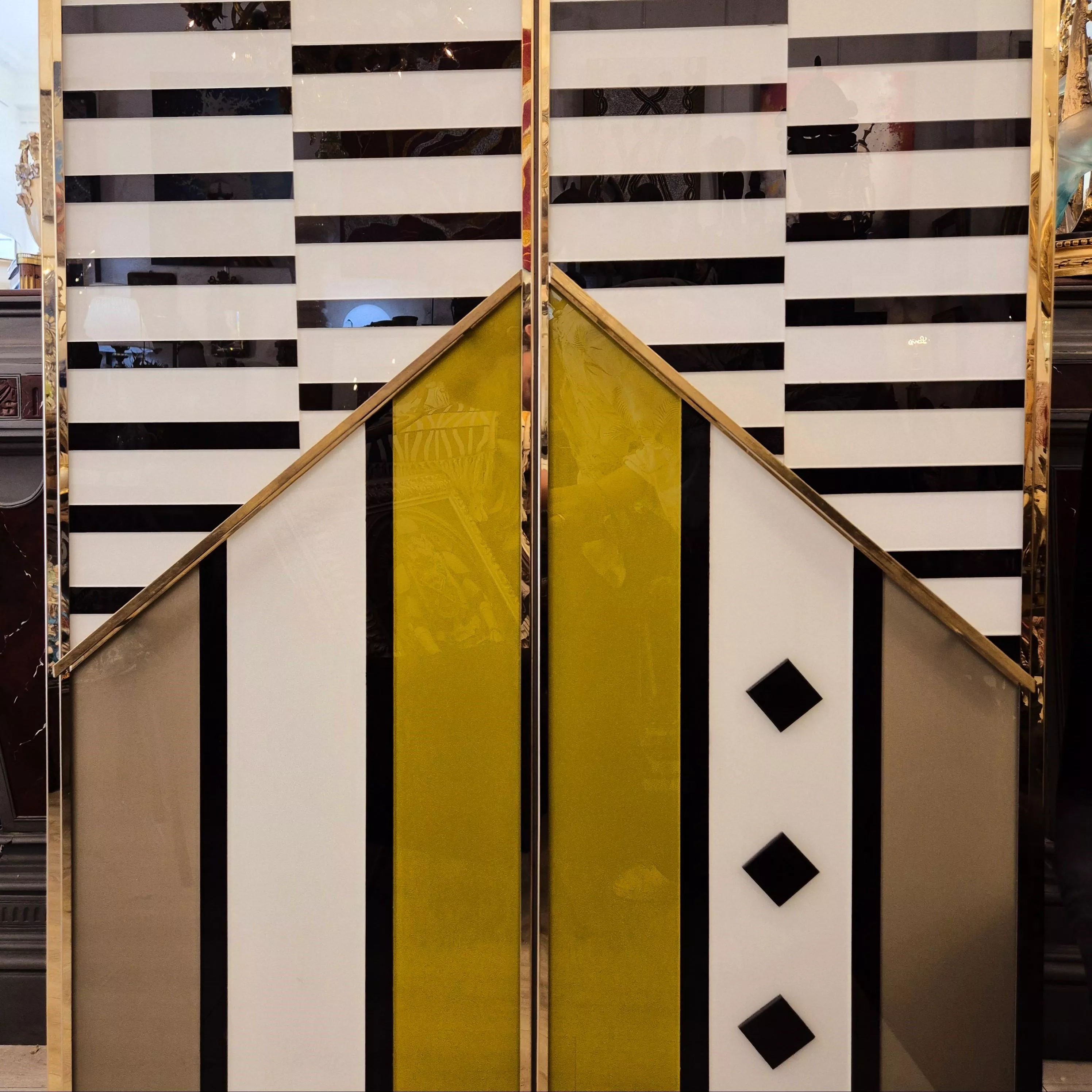 Late Art Deco cabinet in polychrome glass marquetry, Murano, Circa 1950