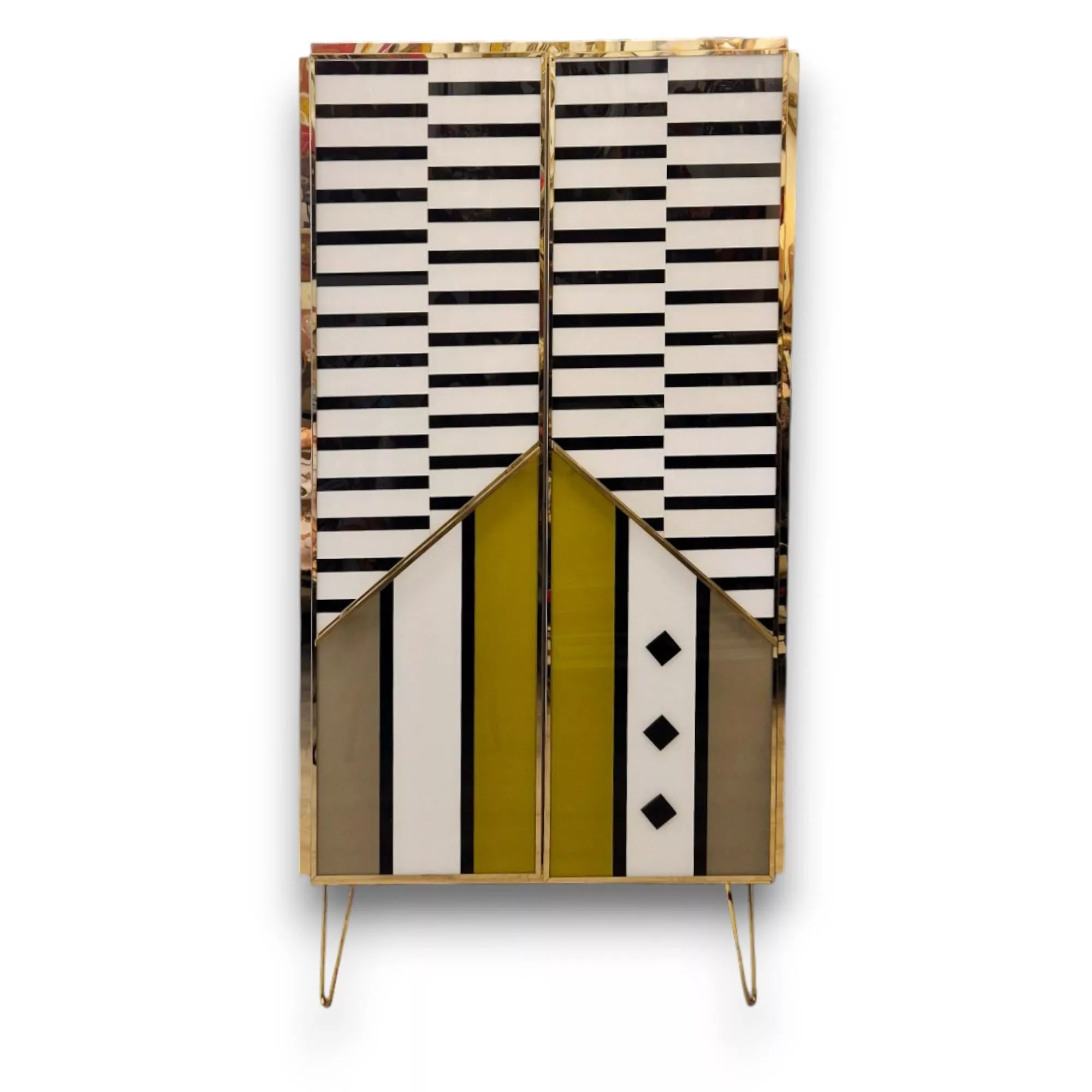 Late Art Deco cabinet in polychrome glass marquetry, Murano, Circa 1950