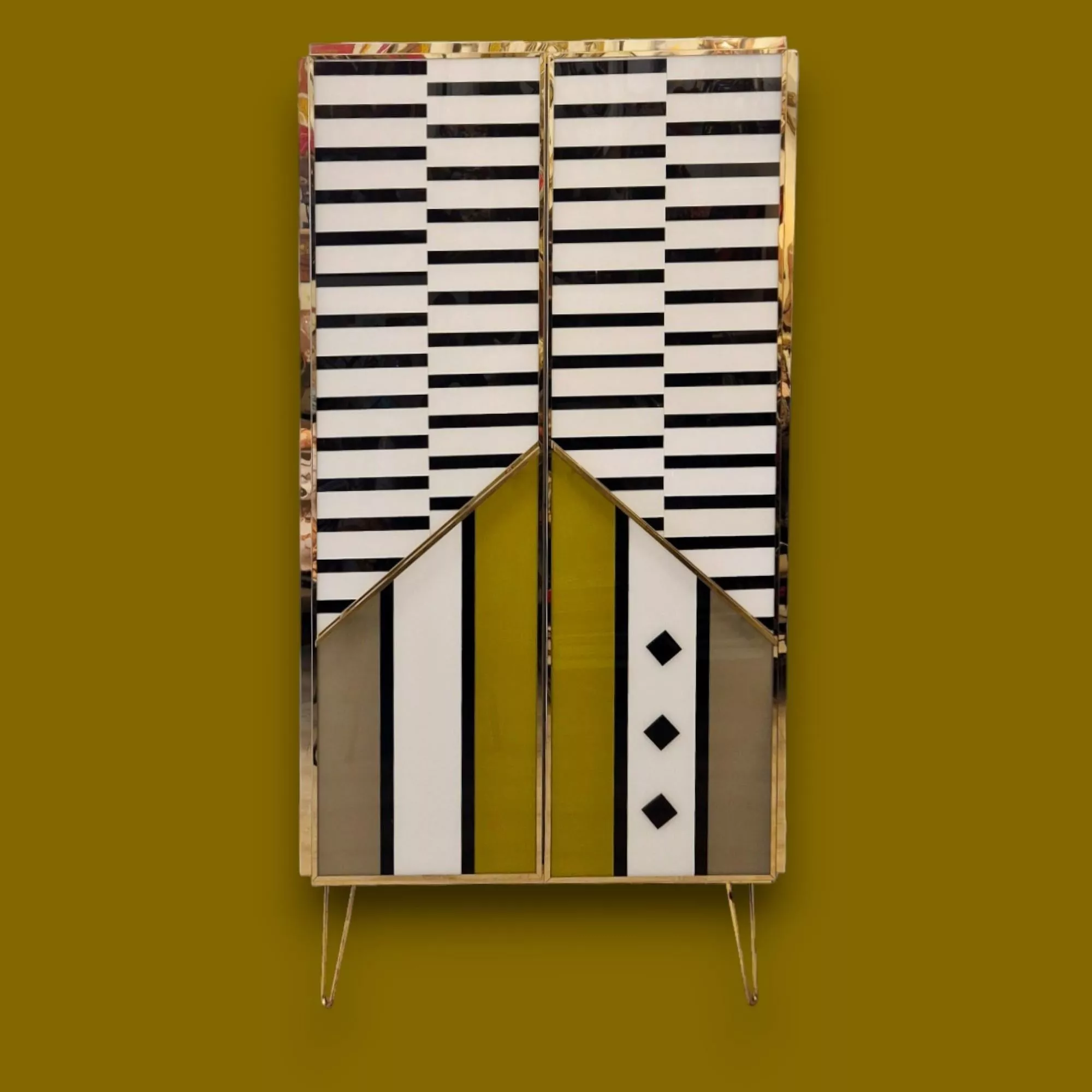 Late Art Deco cabinet in polychrome glass marquetry, Murano, Circa 1950