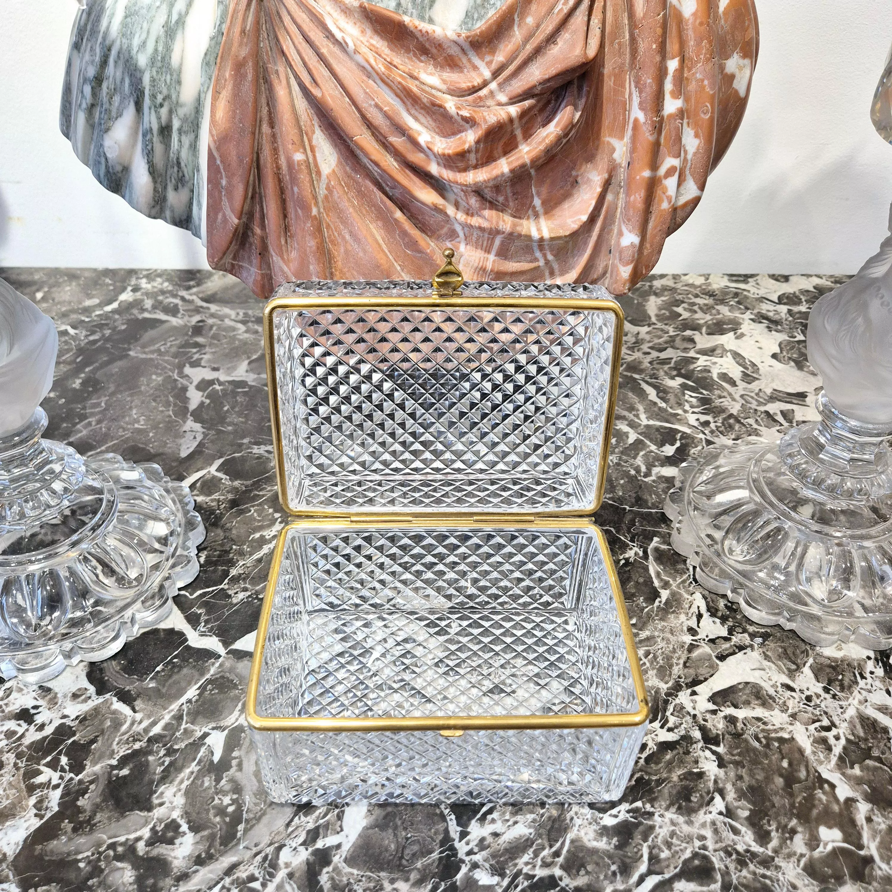 Large cut-crystal box with gilt-bronze mounting, Charles X period, circa 1830.