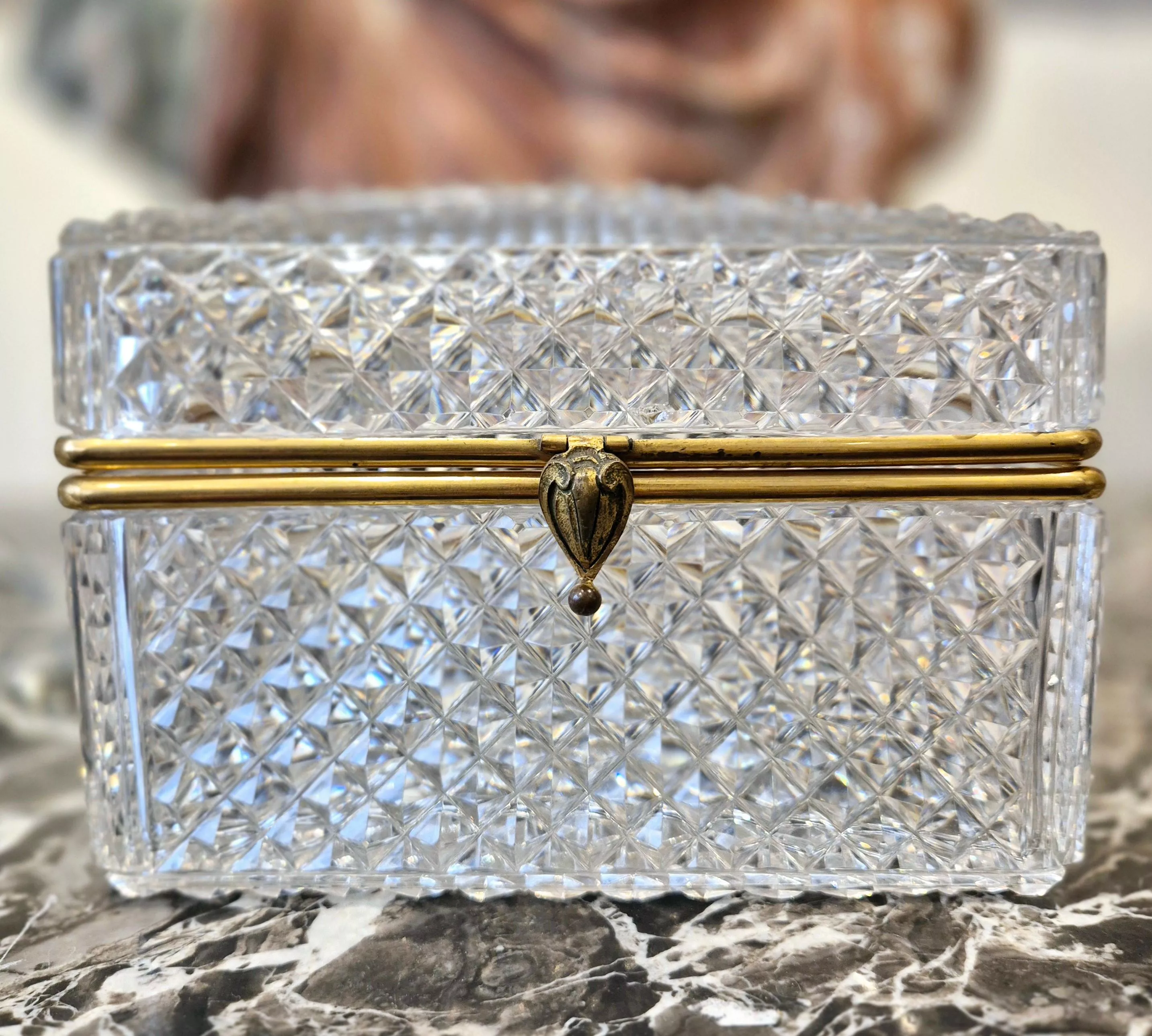 Large cut-crystal box with gilt-bronze mounting, Charles X period, circa 1830.