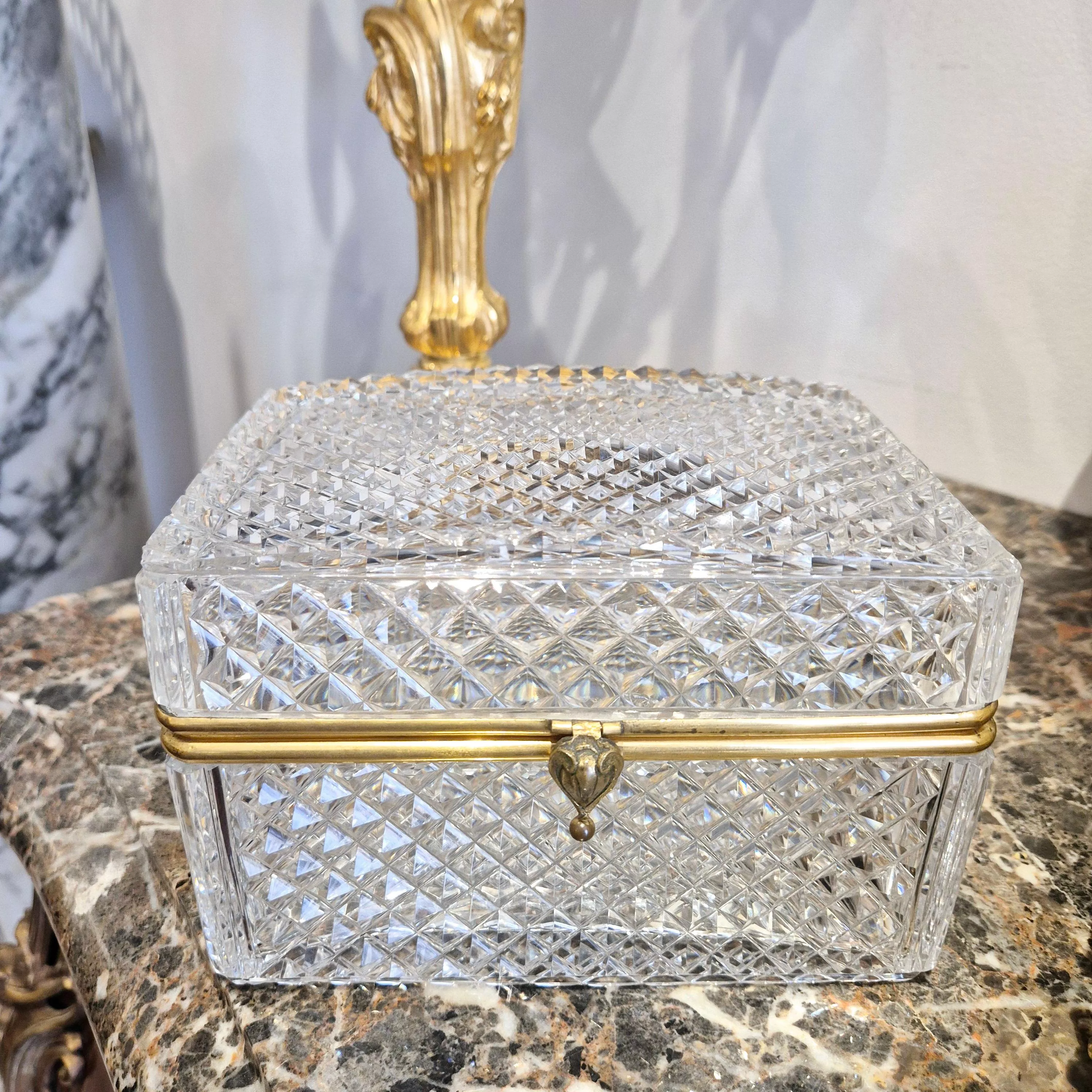 Large cut-crystal box with gilt-bronze mounting, Charles X period, circa 1830.