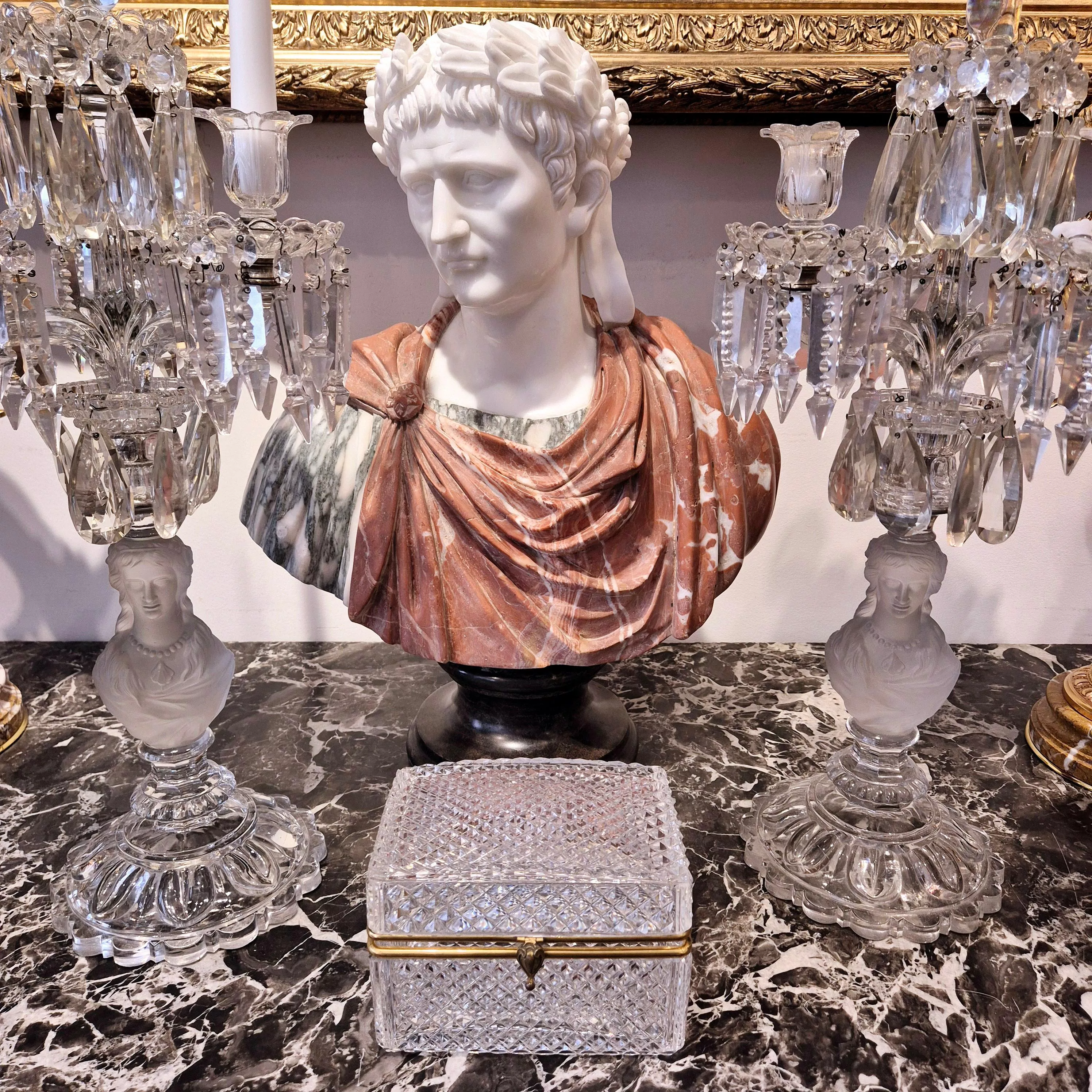 Large cut-crystal box with gilt-bronze mounting, Charles X period, circa 1830.