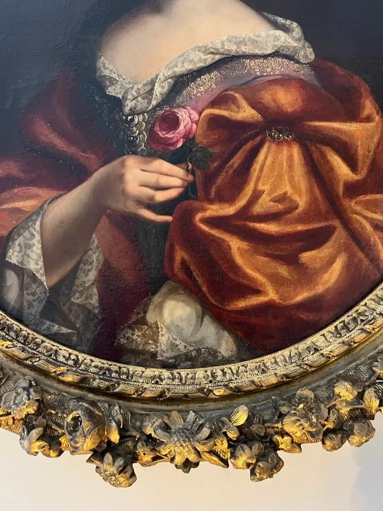 17th Century Oil on Canvas Portrait Painting of a French Noblewoman