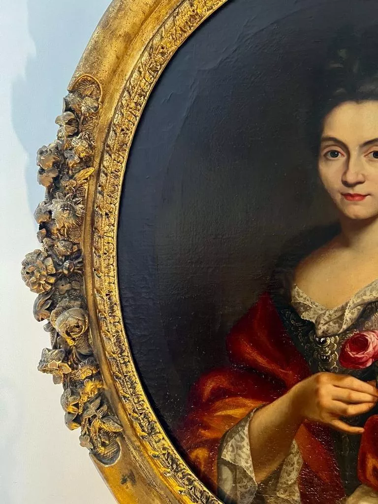 17th Century Oil on Canvas Portrait Painting of a French Noblewoman