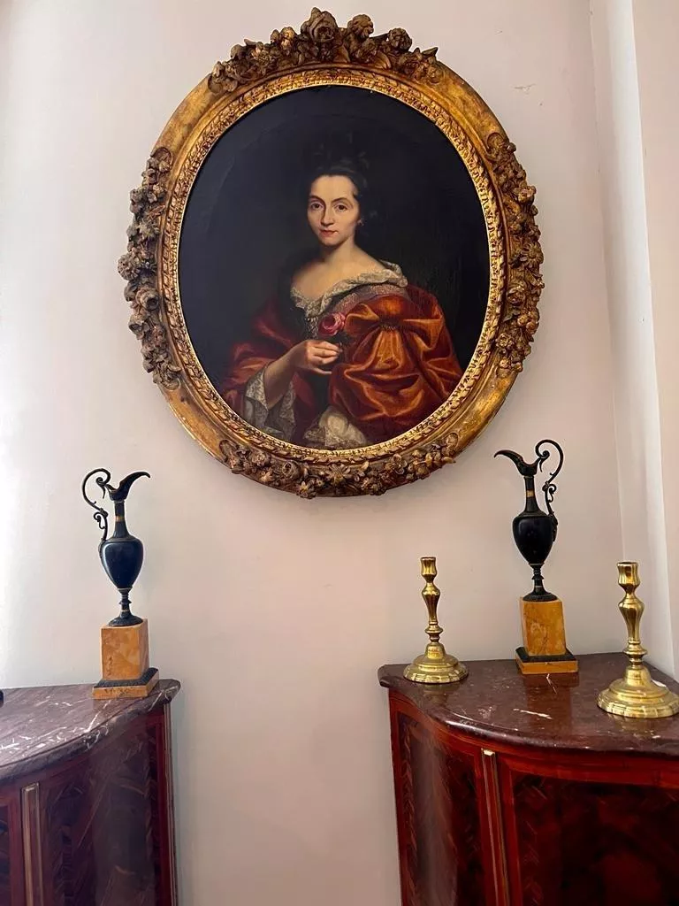 17th Century Oil on Canvas Portrait Painting of a French Noblewoman