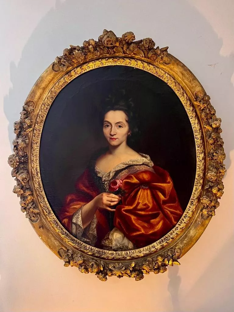 17th Century Oil on Canvas Portrait Painting of a French Noblewoman