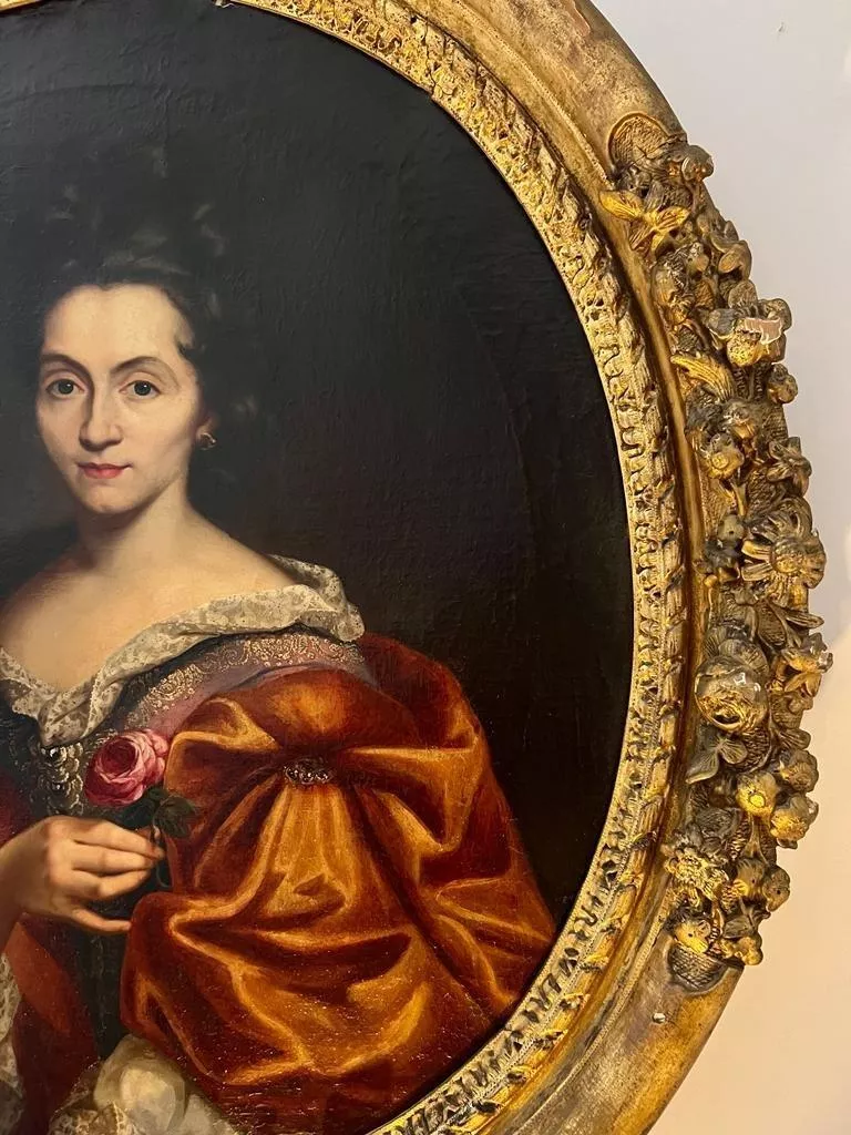 17th Century Oil on Canvas Portrait Painting of a French Noblewoman