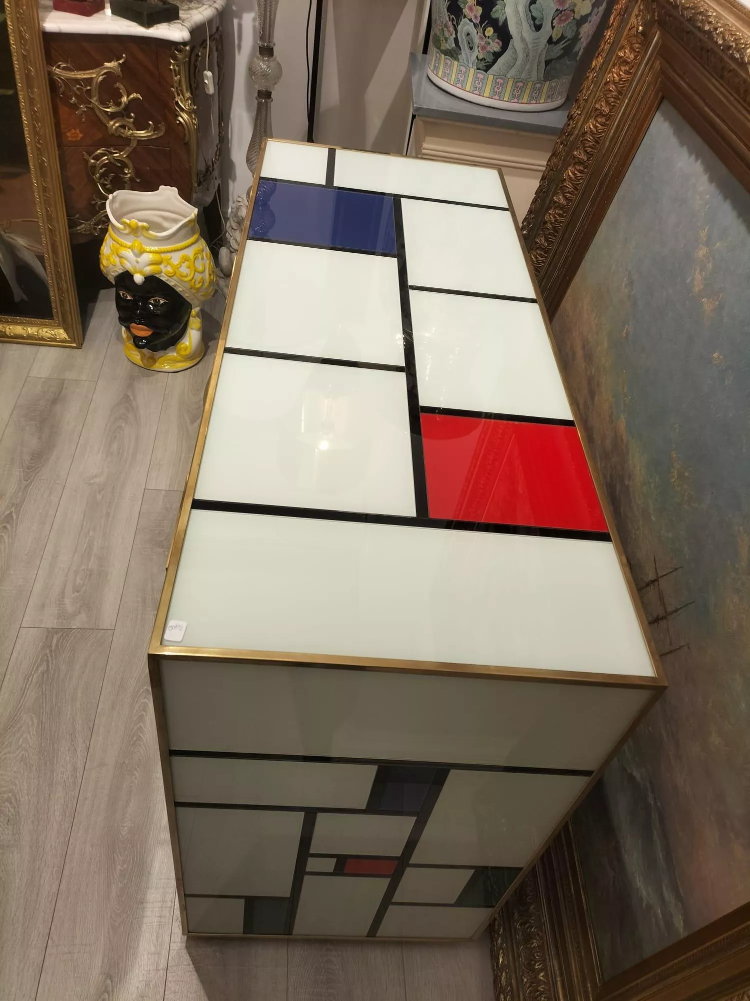 Four-Drawer Murano Glass Commode in Mondrian Style, 1970’s