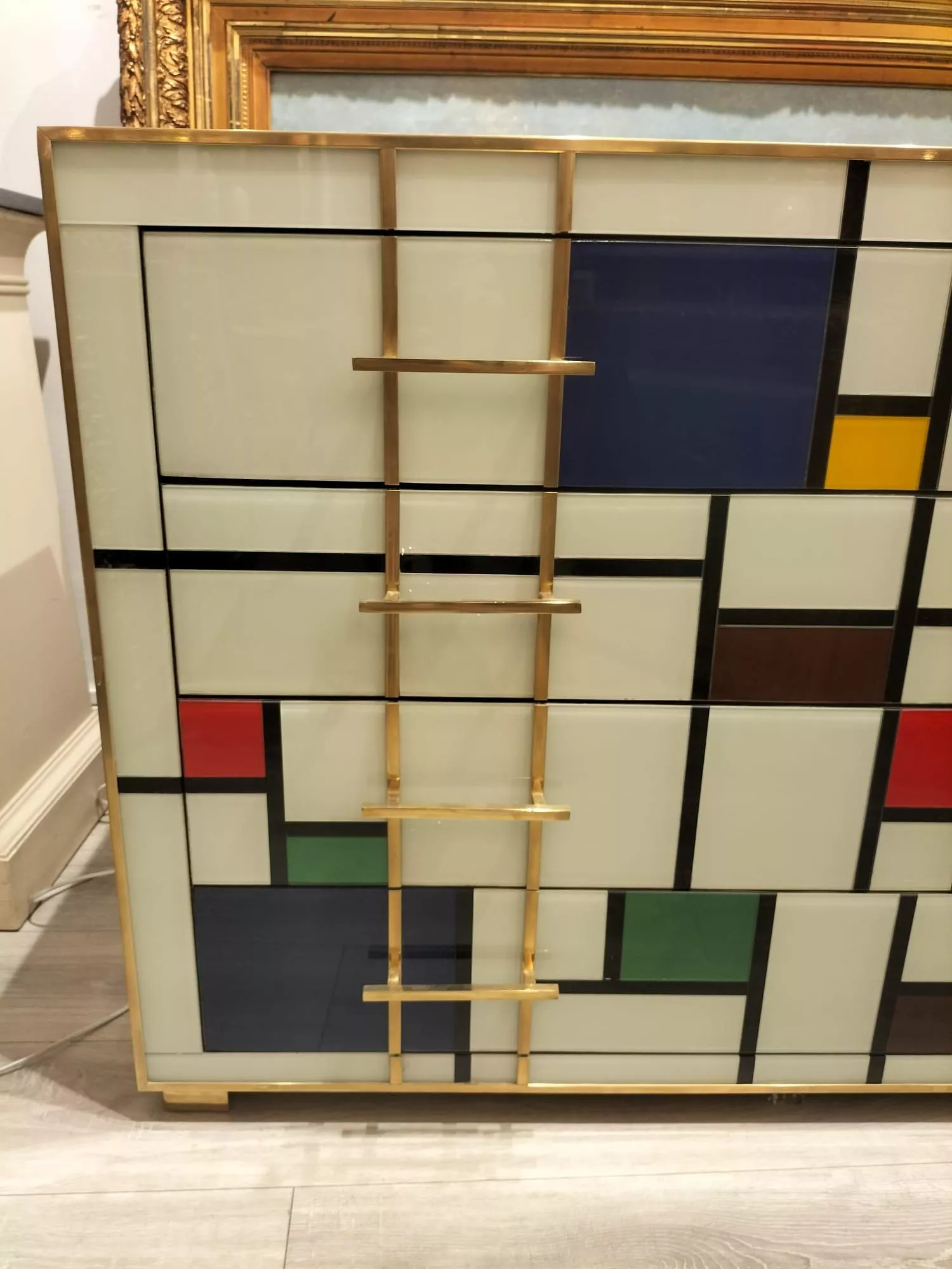 Four-Drawer Murano Glass Commode in Mondrian Style, 1970’s