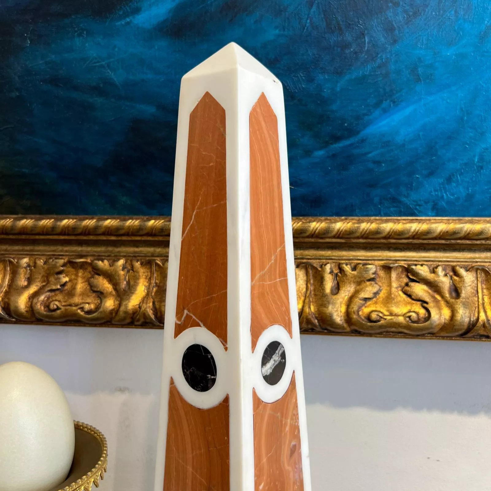 19th Century Pair of Obelisks in Carrara Marble, Sicilian Jasper & Black Portoro