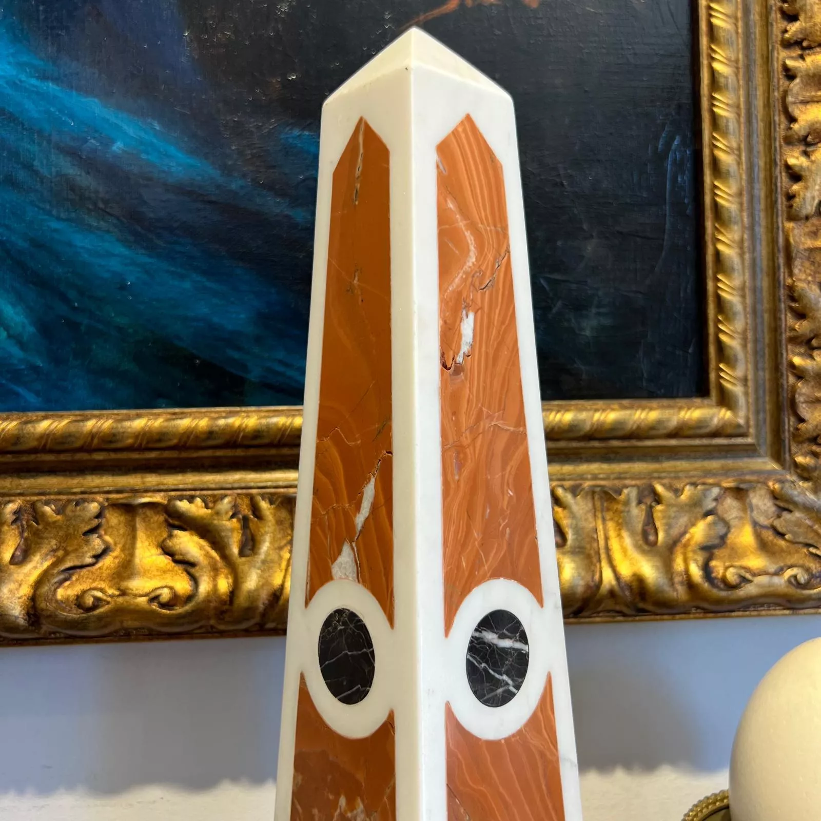 19th Century Pair of Obelisks in Carrara Marble, Sicilian Jasper & Black Portoro