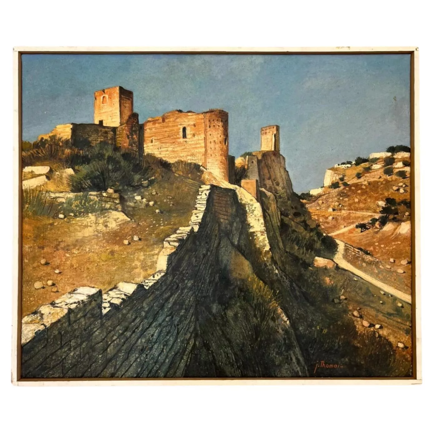 Oil-Painting `Rhône Valley: Chapel and Keep of Mornas Castle` by Jean Thomas