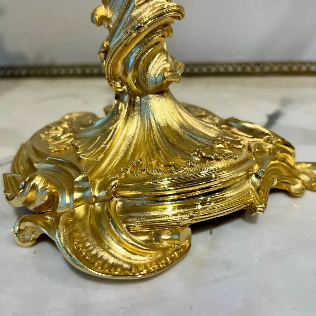 19th Century Pair of Gilt Bronze Candlesticks after a model by Meissonnier