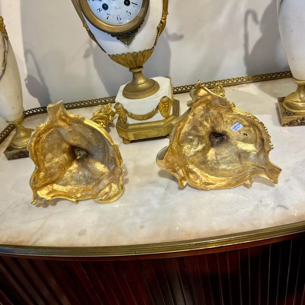 19th Century Pair of Gilt Bronze Candlesticks after a model by Meissonnier