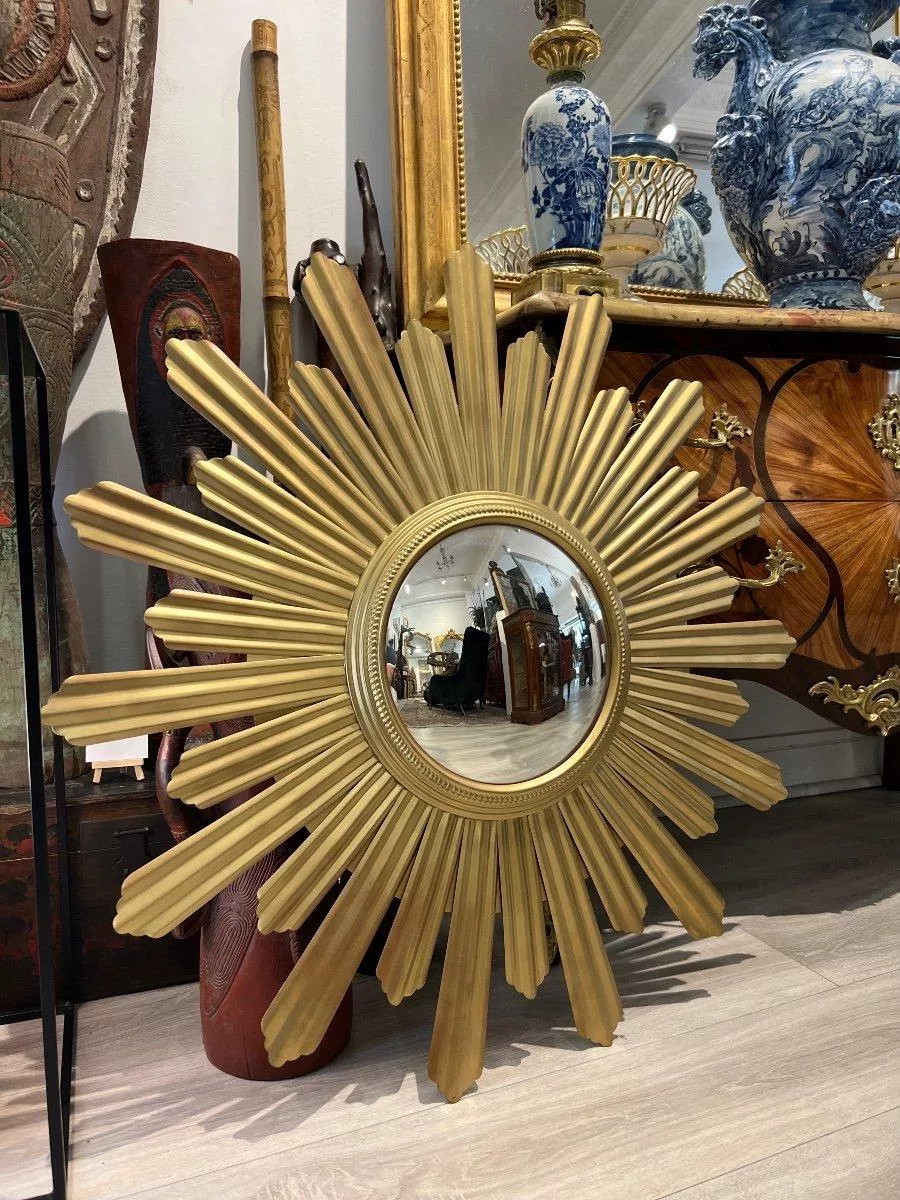 1960s Large Sun-Shaped Convex Mirror