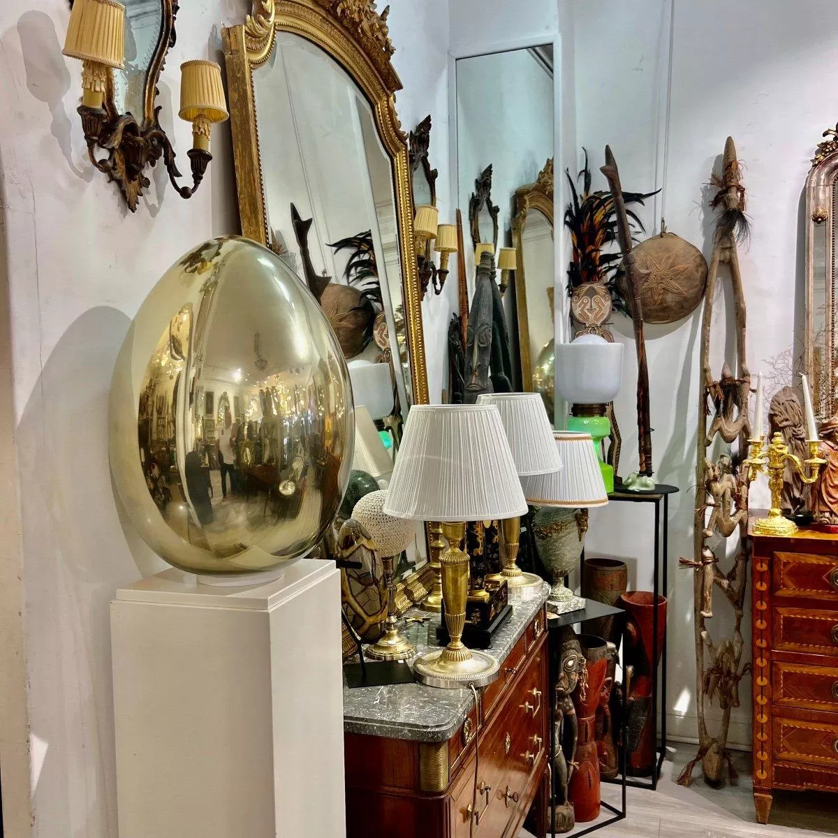 1970`s Pair of Murano Lamps in Gilded Glass