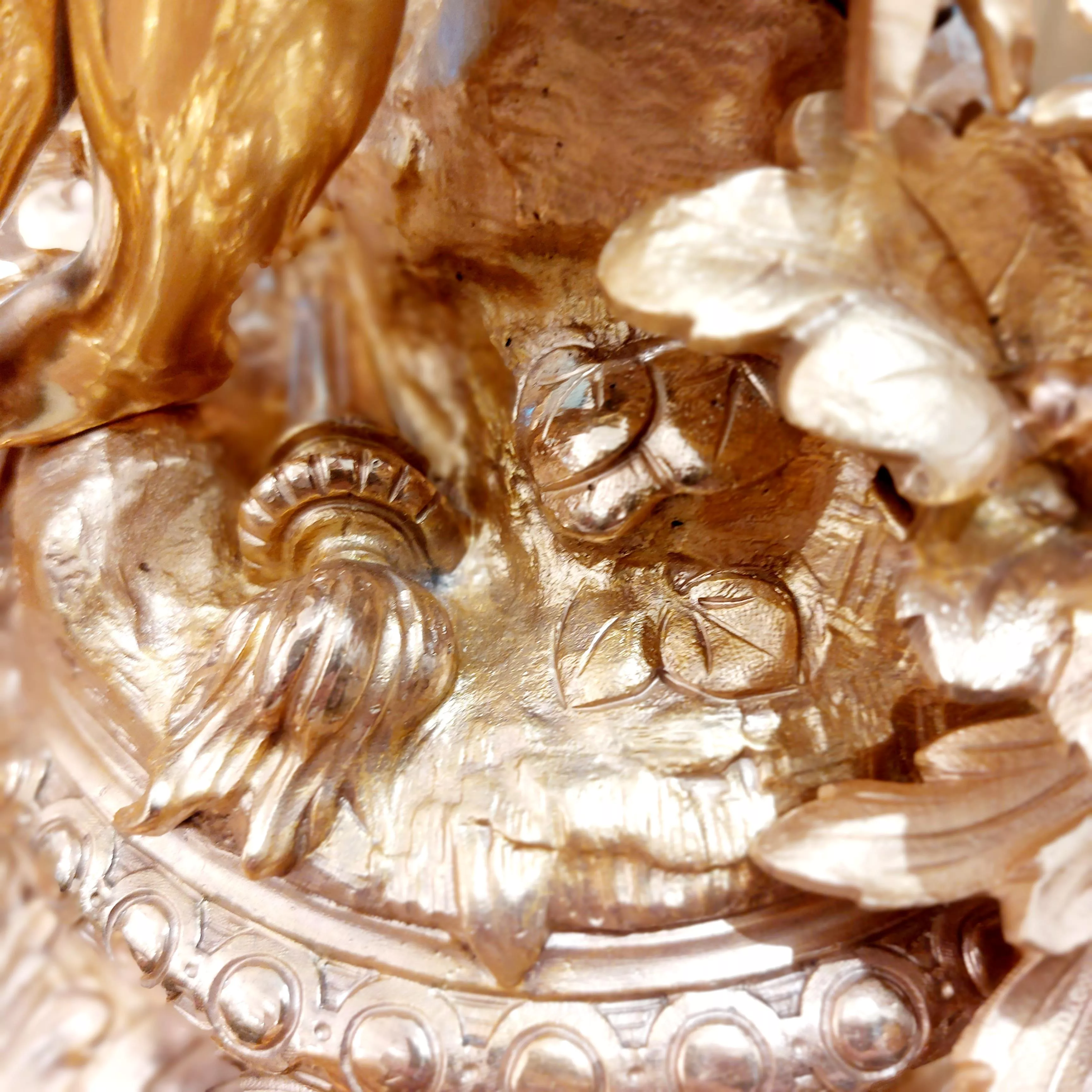 Pair of gilt bronze sculptures of Cupidon and Psyché, 19th century