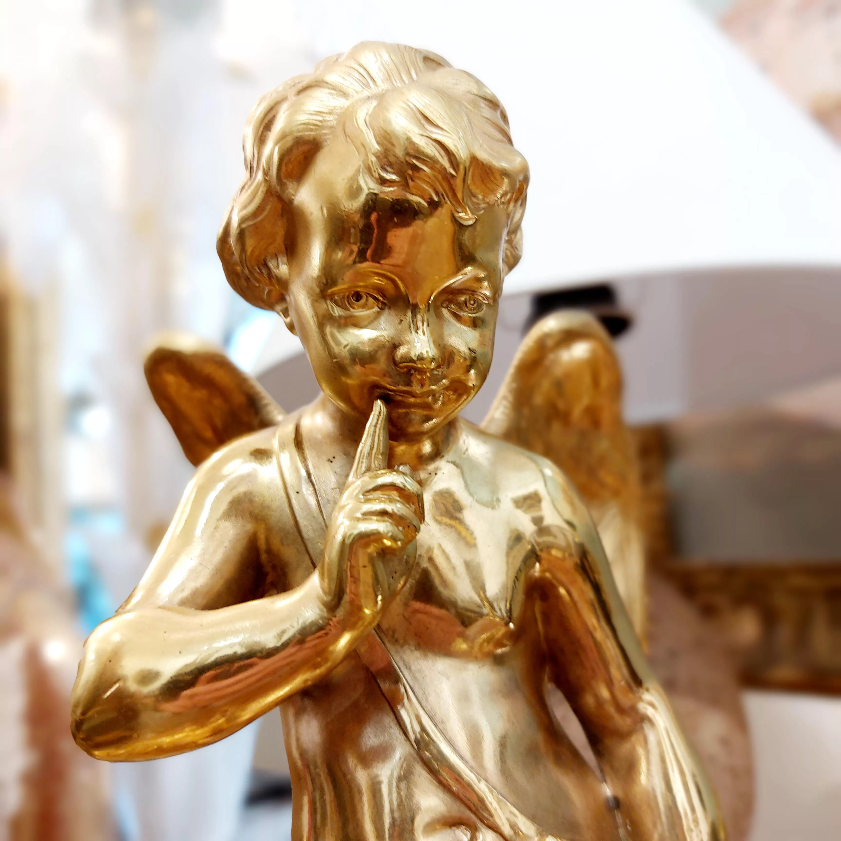 Pair of gilt bronze sculptures of Cupidon and Psyché, 19th century