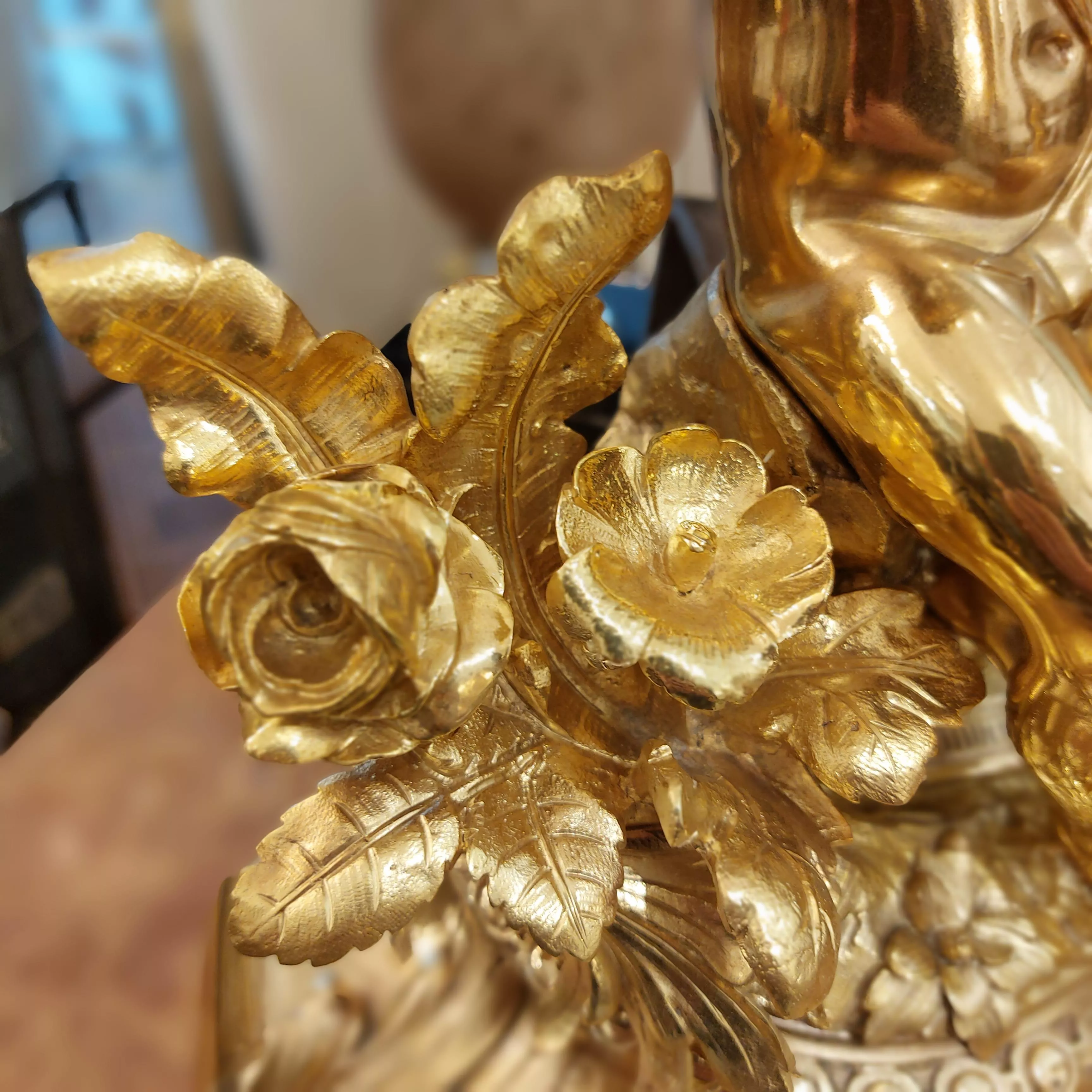 Pair of gilt bronze sculptures of Cupidon and Psyché, 19th century