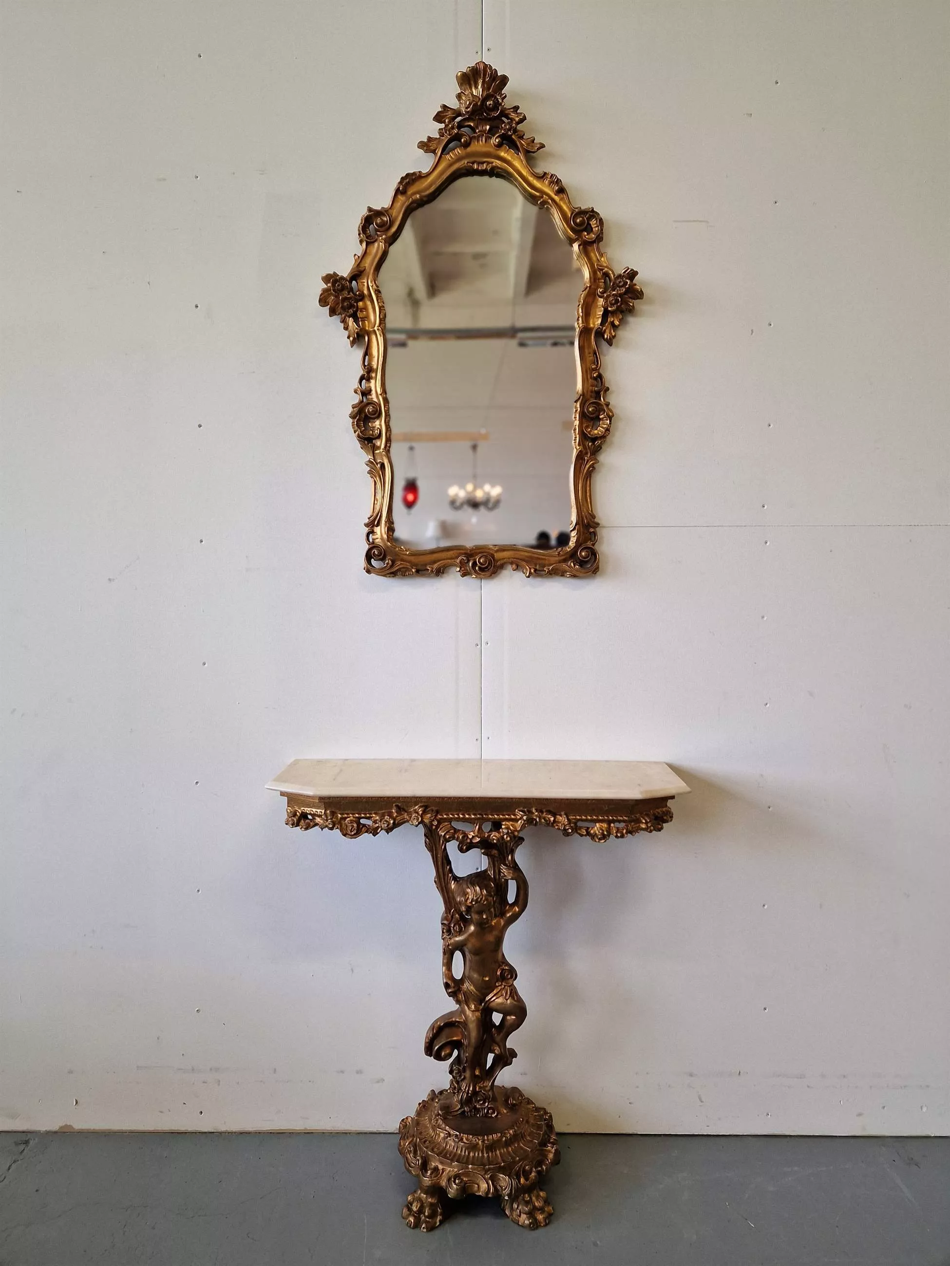 Console with mirror