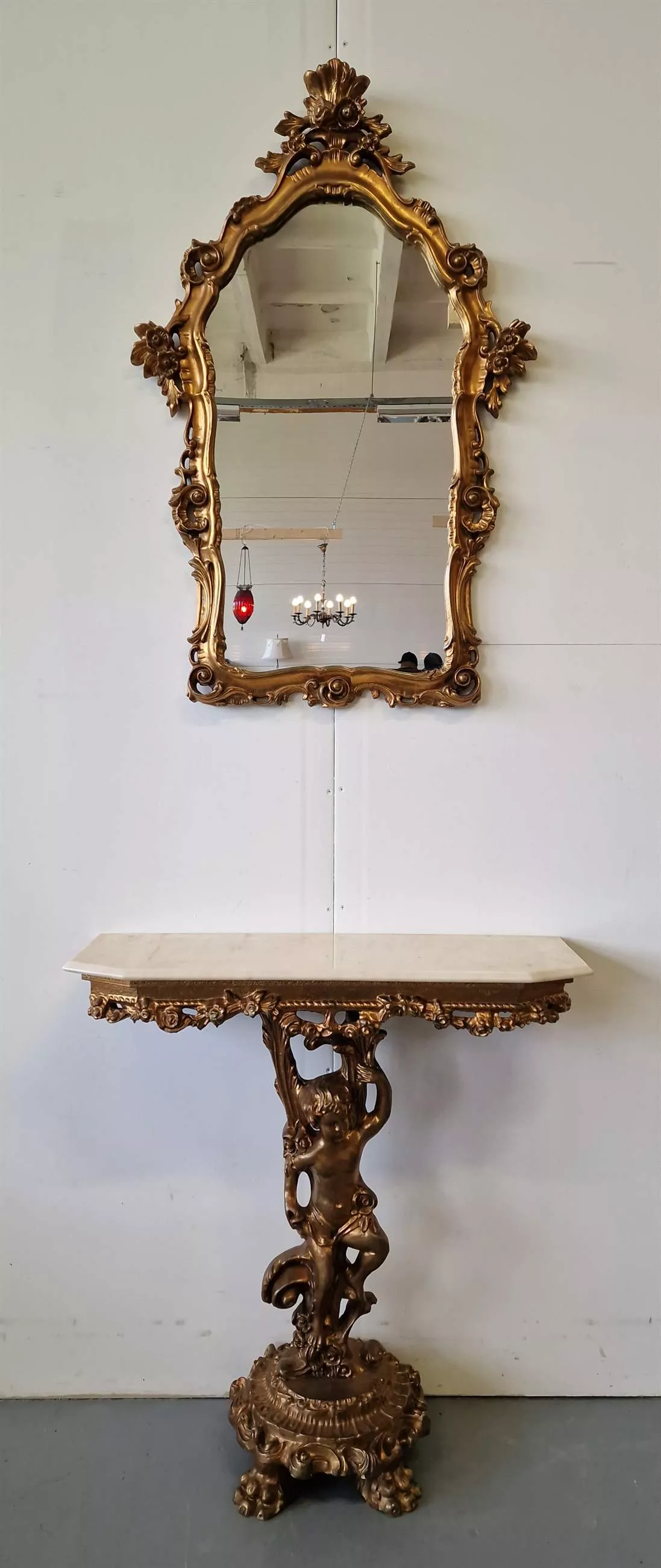 Console with mirror
