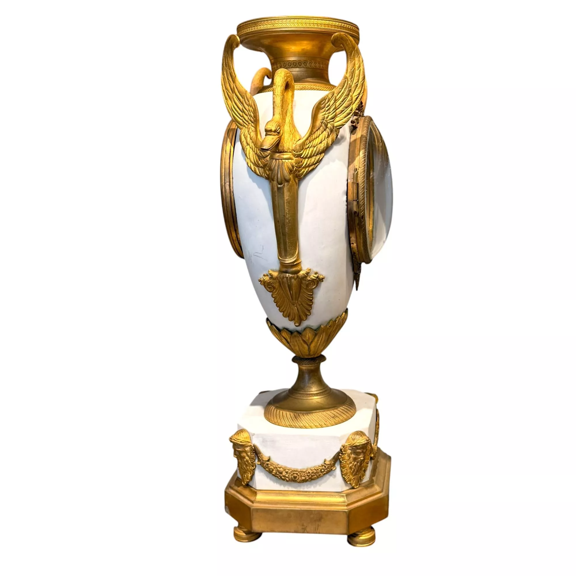 French Louis XVI Style biscuit and Gilt Bronze Mantel Clock, 19t Century