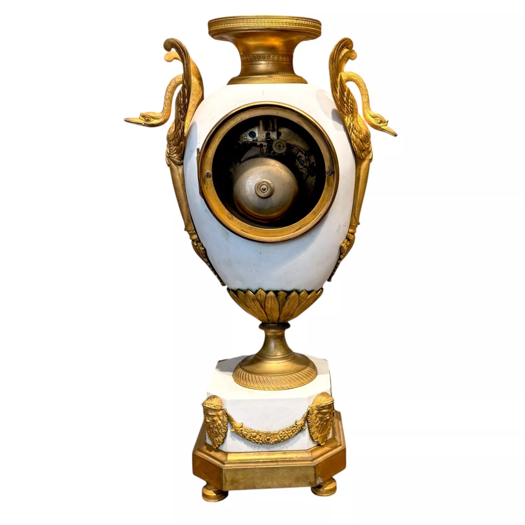 French Louis XVI Style biscuit and Gilt Bronze Mantel Clock, 19t Century