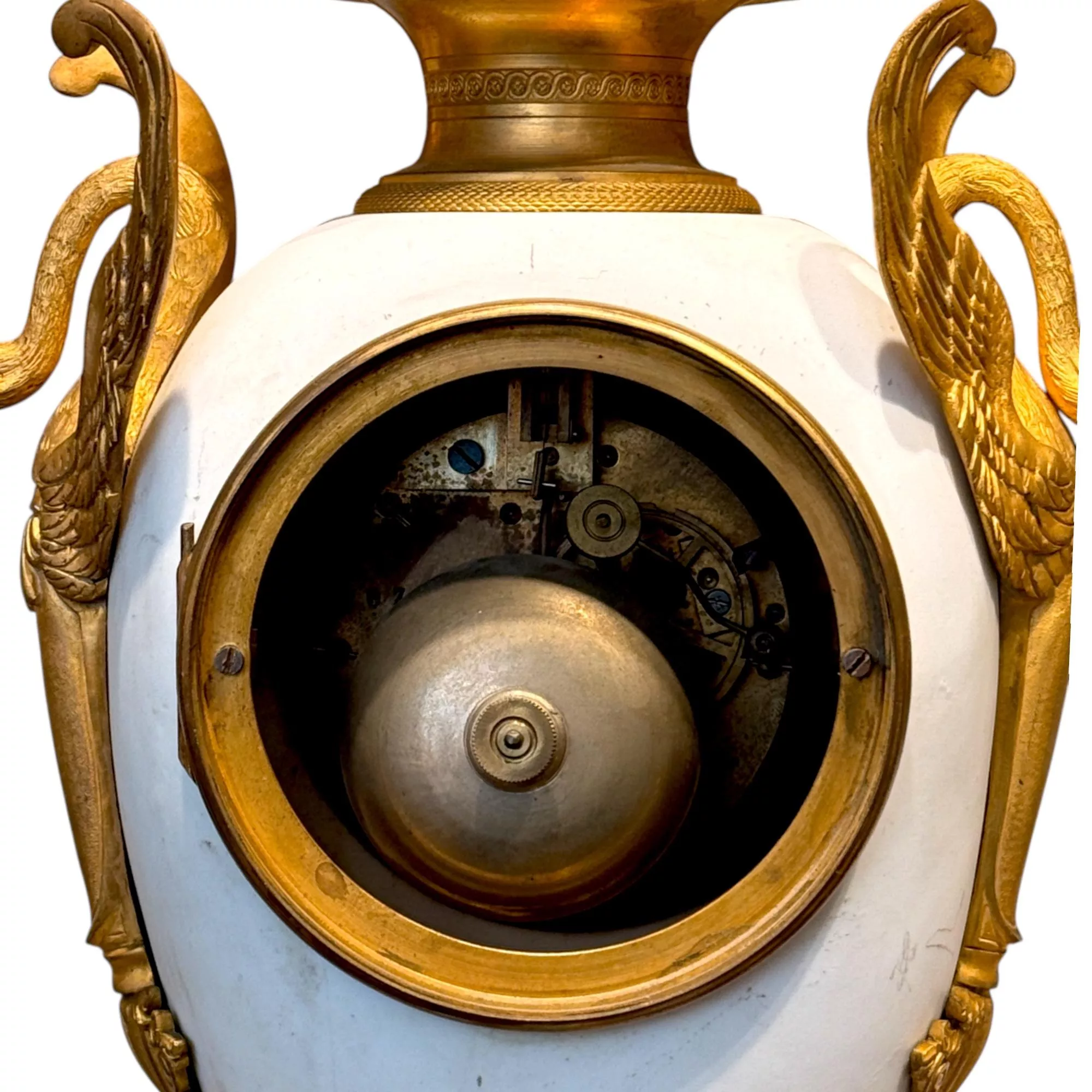 French Louis XVI Style biscuit and Gilt Bronze Mantel Clock, 19t Century