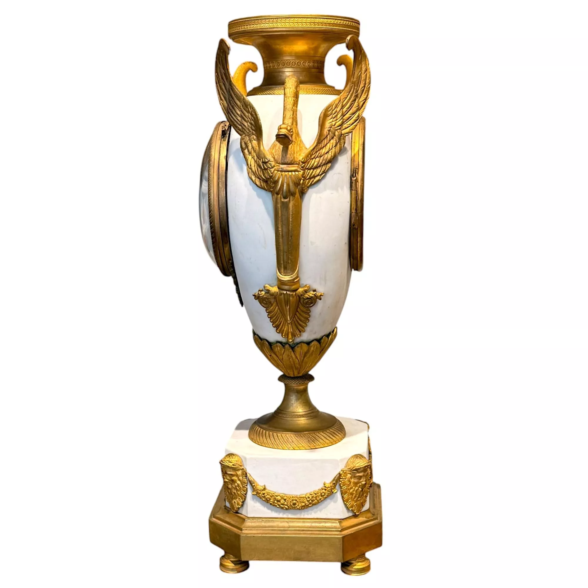 French Louis XVI Style biscuit and Gilt Bronze Mantel Clock, 19t Century