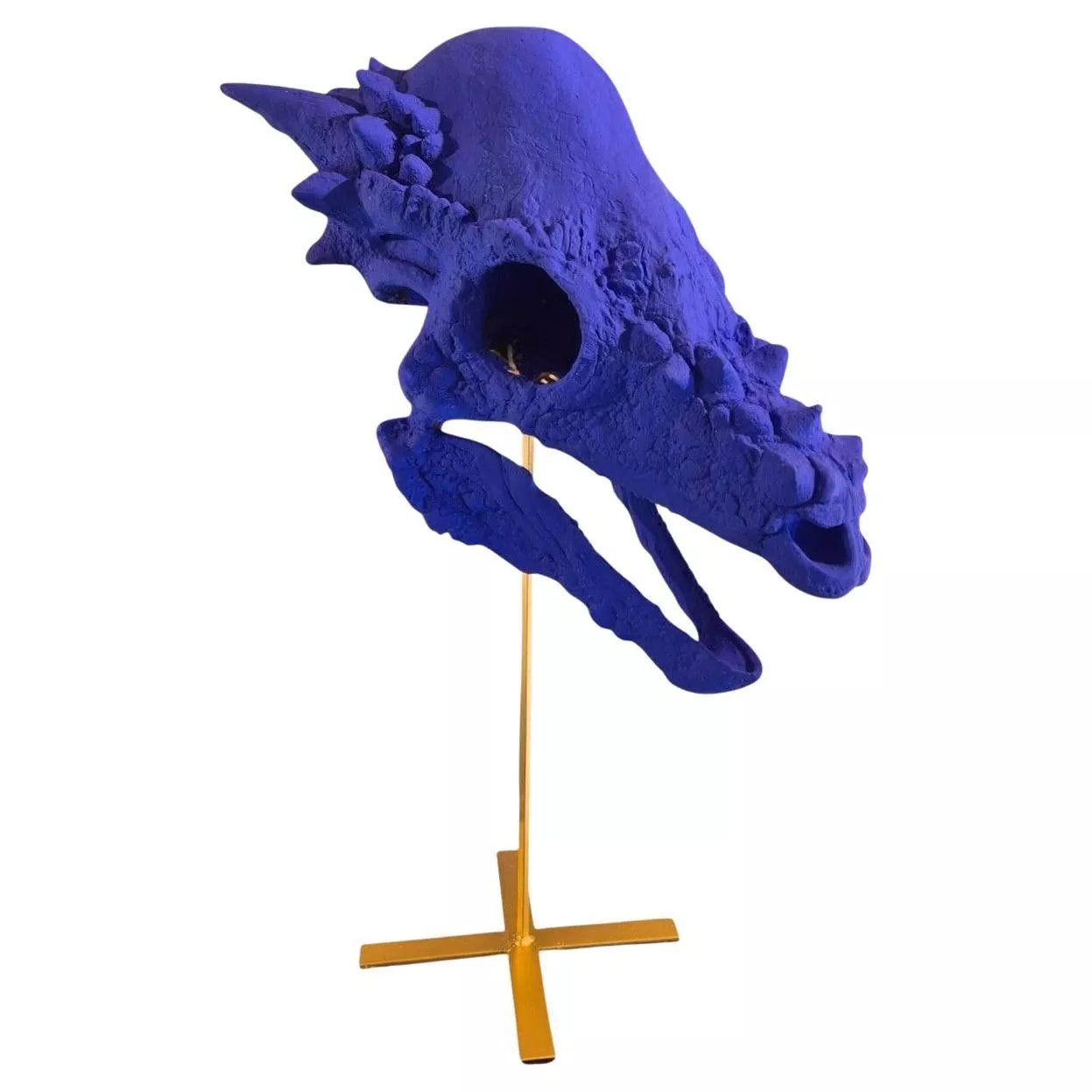 Blue Reverie 3 on a Base, Sculptural Replica of a skull, 21st Century