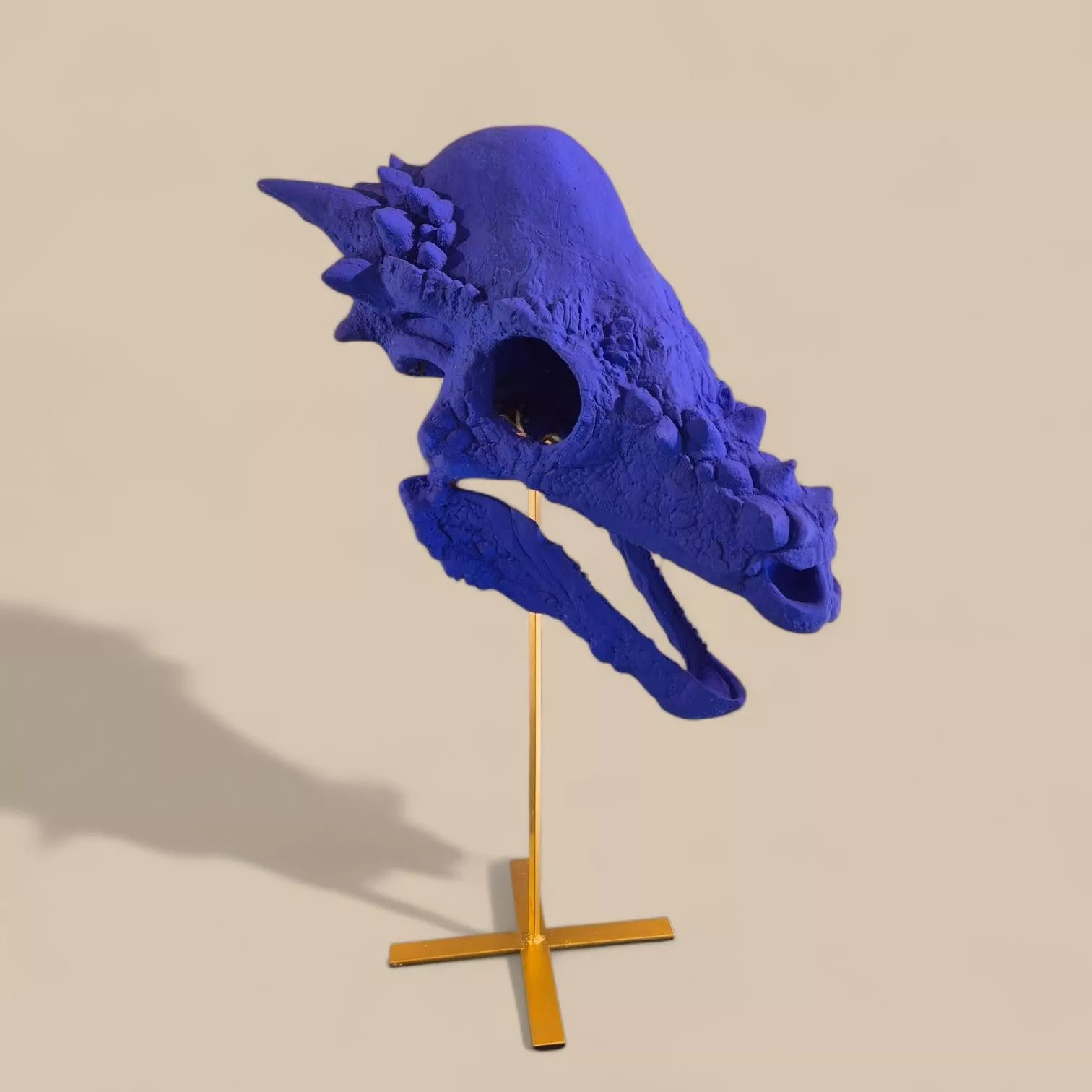 Blue Reverie 3 on a Base, Sculptural Replica of a skull, 21st Century