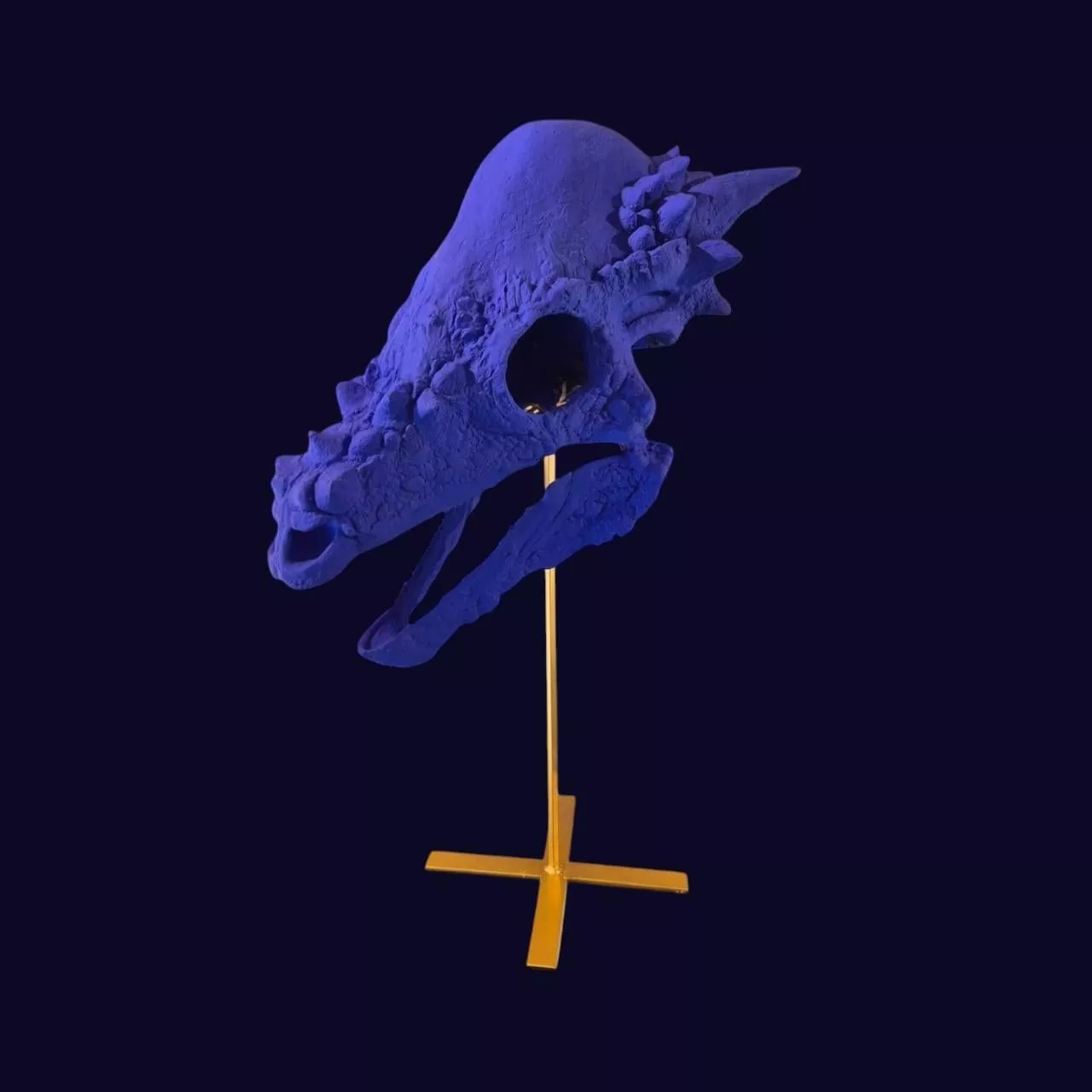 Blue Reverie 3 on a Base, Sculptural Replica of a skull, 21st Century