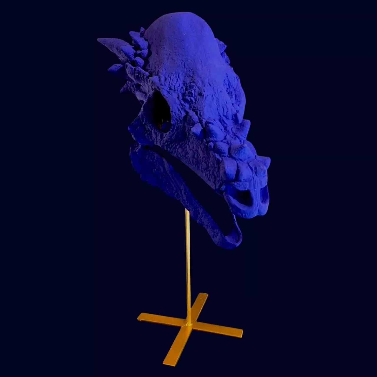Blue Reverie 3 on a Base, Sculptural Replica of a skull, 21st Century