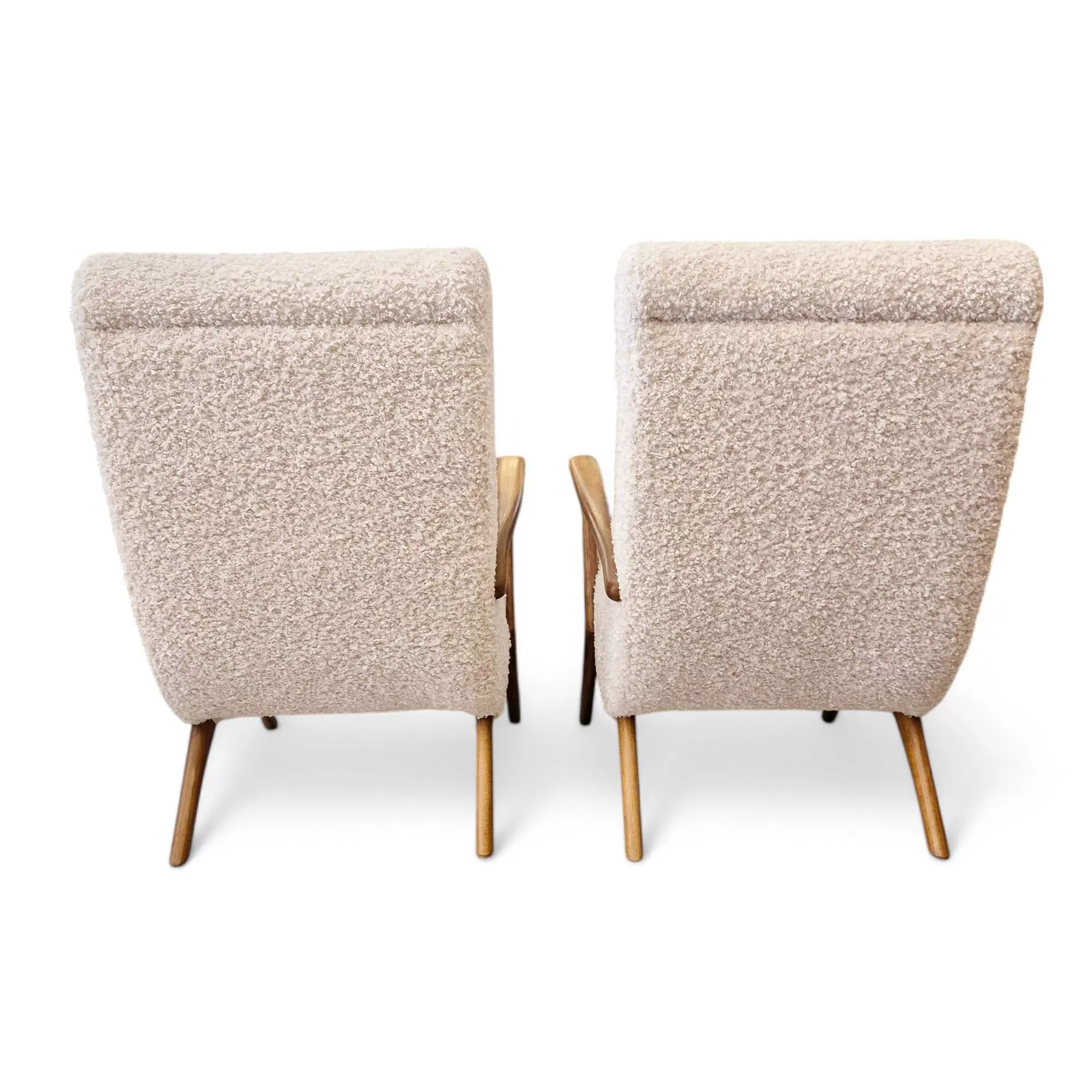 Pair of bouclé armchairs, attributed to Paolo Buffa, Circa 1950
