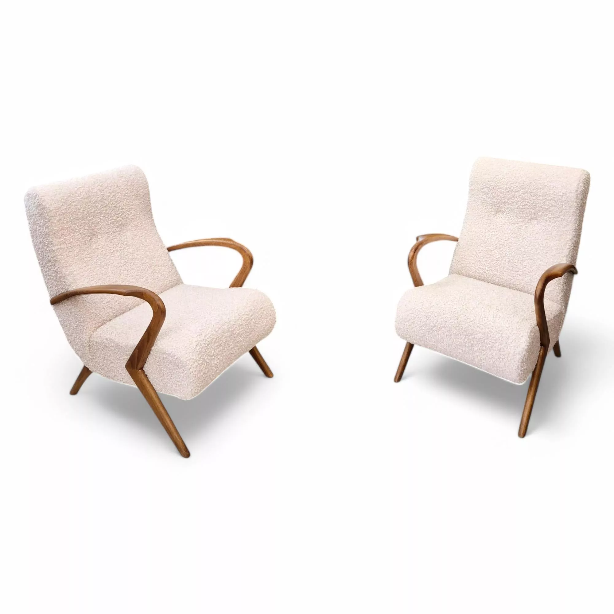 Pair of bouclé armchairs, attributed to Paolo Buffa, Circa 1950