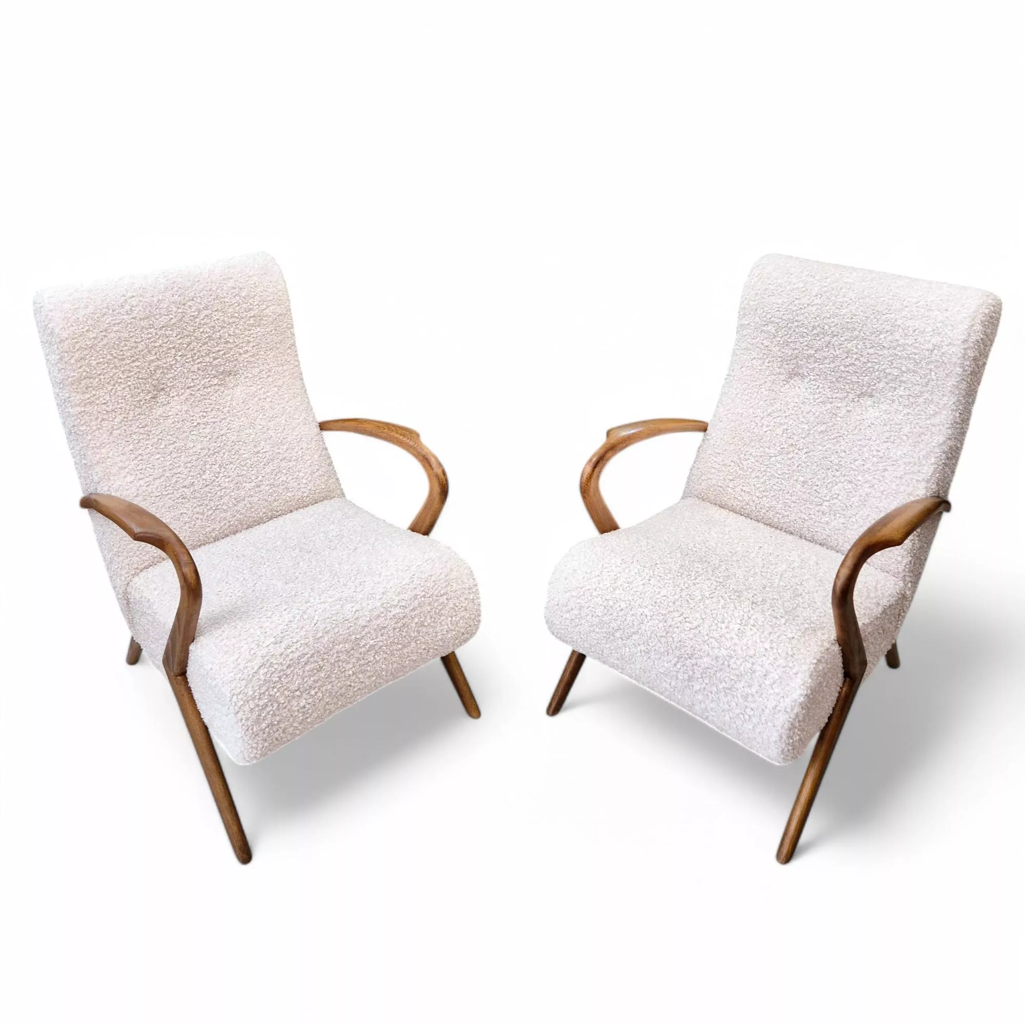 Pair of bouclé armchairs, attributed to Paolo Buffa, Circa 1950
